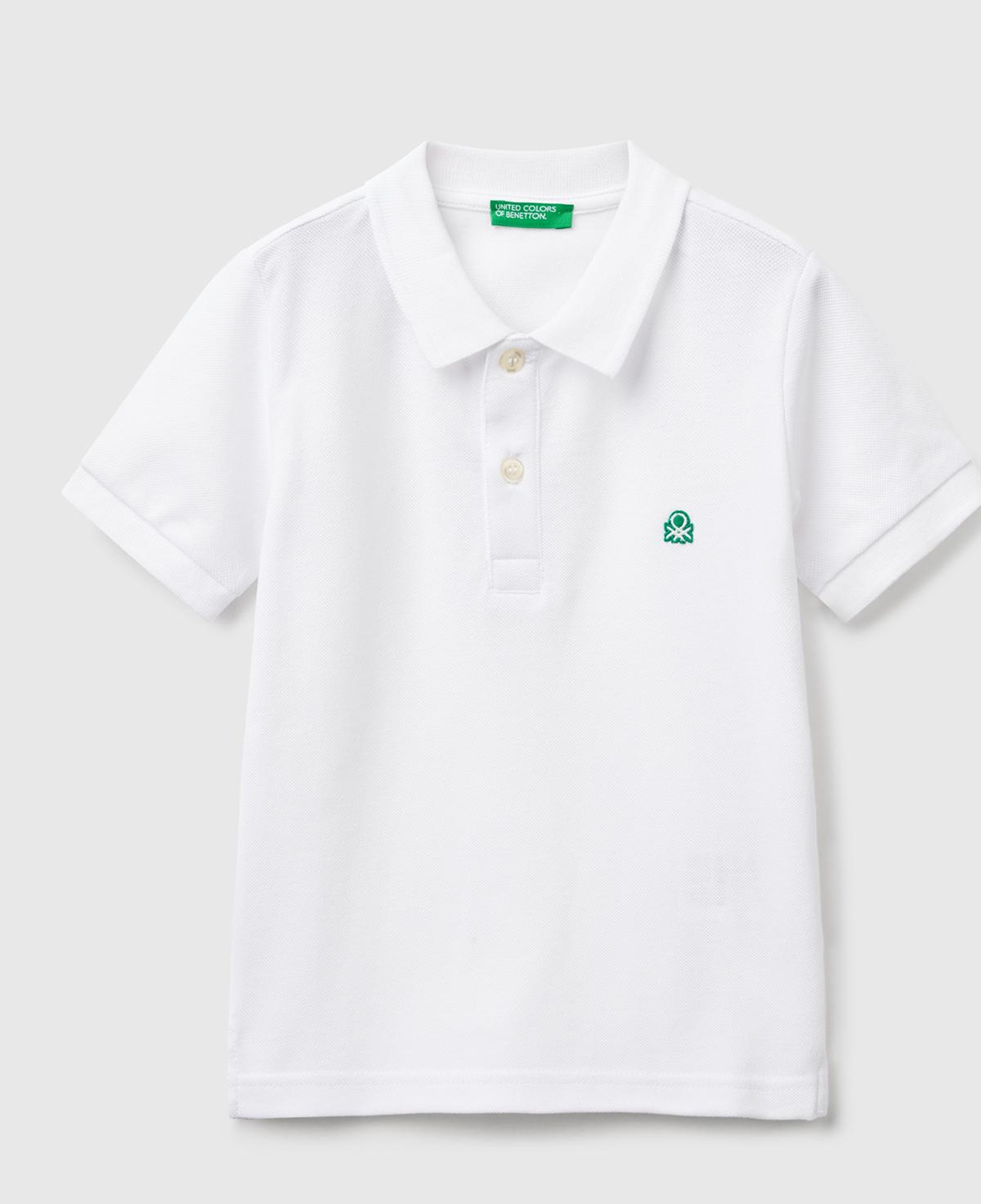 Erkek Çocuk Beyaz Logolu Pike Polo T-Shirt