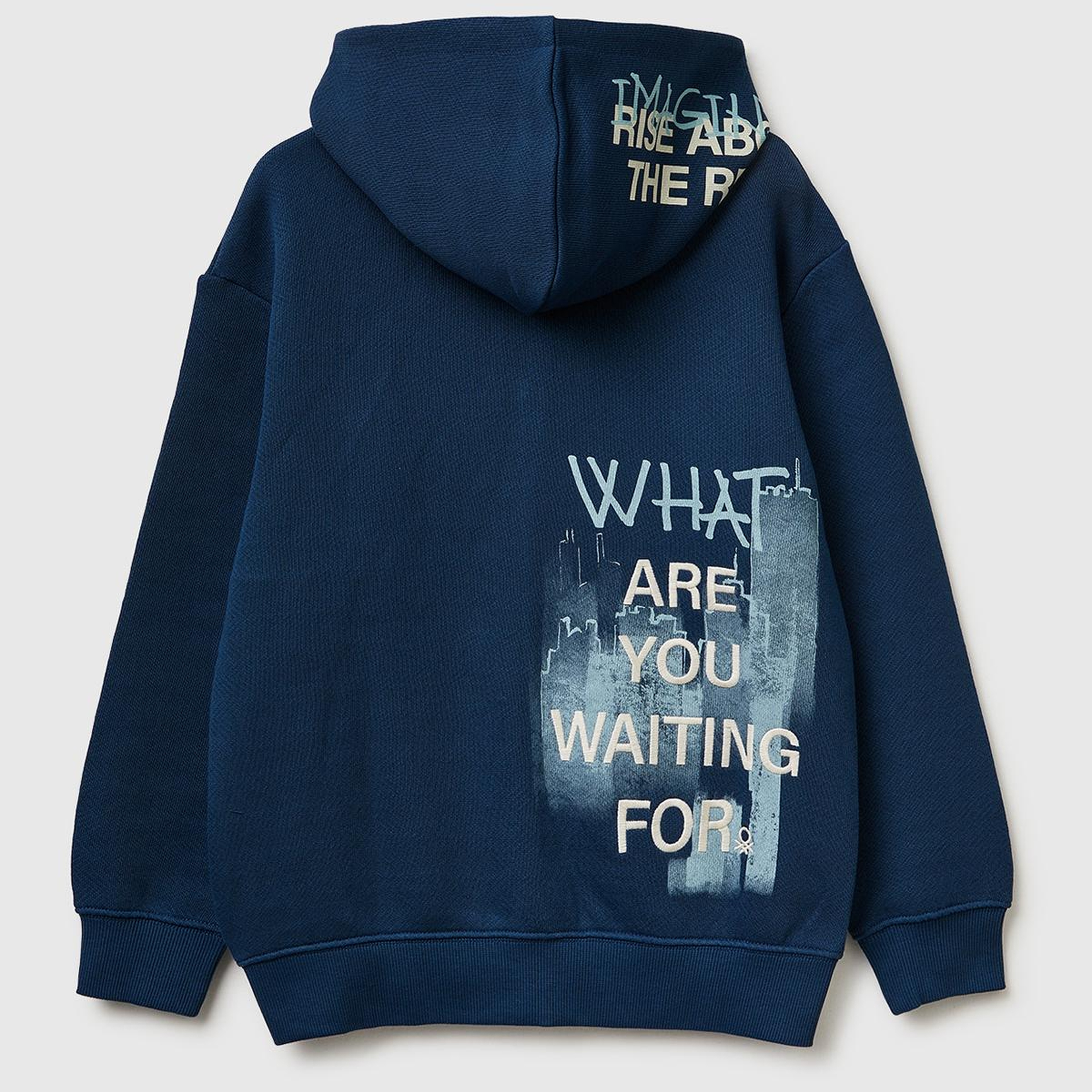 Erkek Çocuk Koyu Lacivert Çoklu Baskılı Fermuarlı Kapüşonlu Sweatshirt