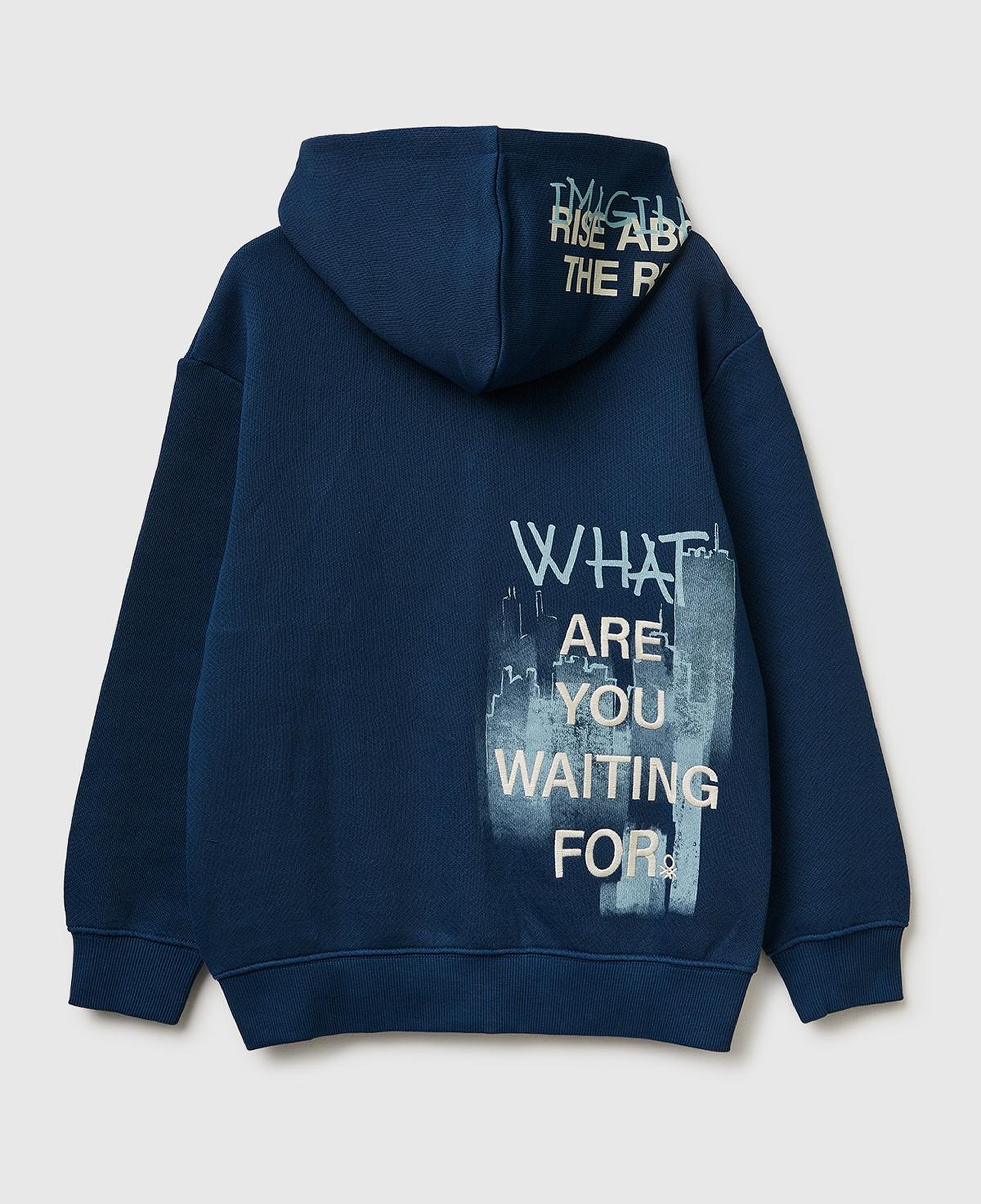 Erkek Çocuk Koyu Lacivert Çoklu Baskılı Fermuarlı Kapüşonlu Sweatshirt