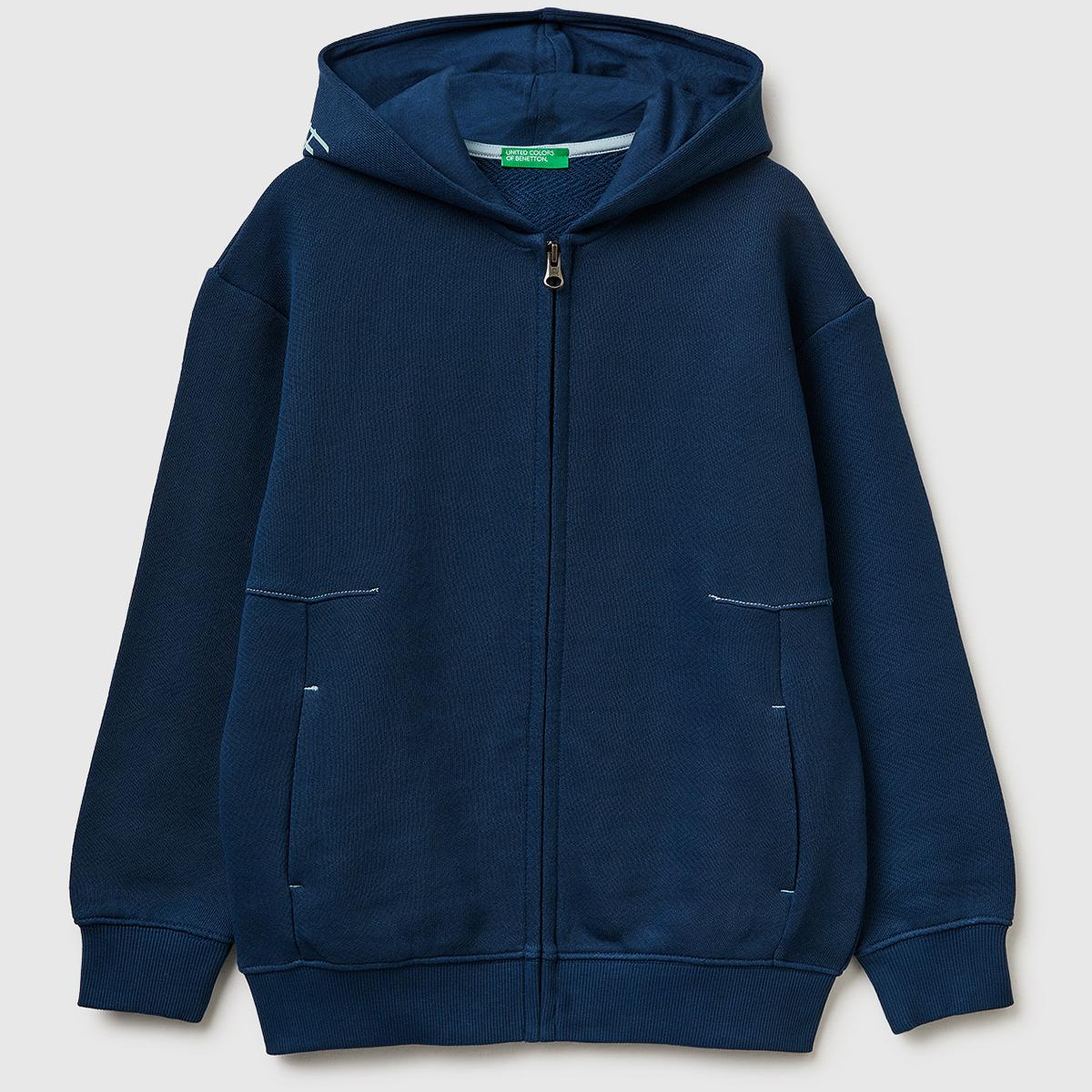 Erkek Çocuk Koyu Lacivert Çoklu Baskılı Fermuarlı Kapüşonlu Sweatshirt