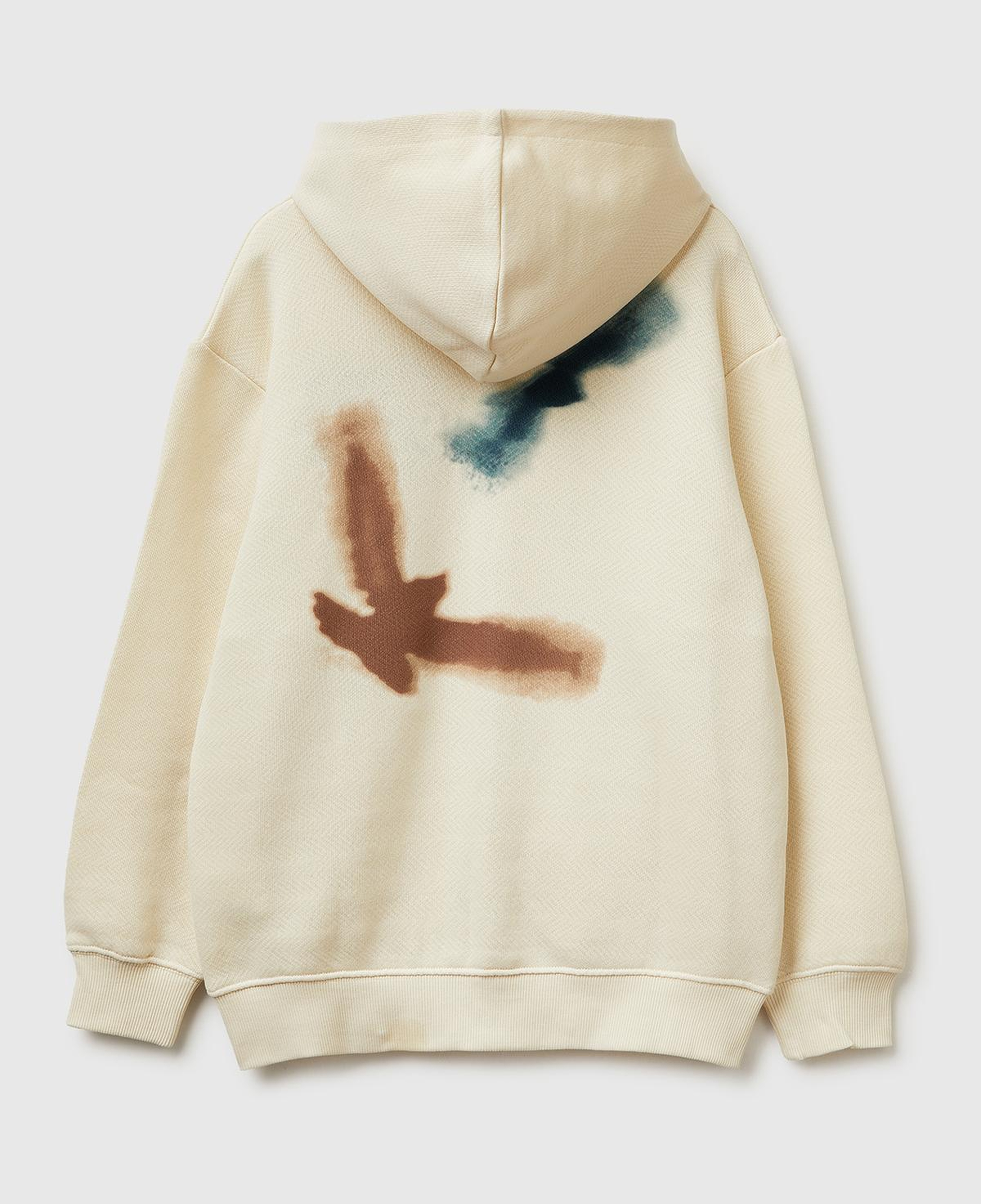 Erkek Çocuk Krem Çoklu Baskılı Fermuarlı Kapüşonlu Sweatshirt