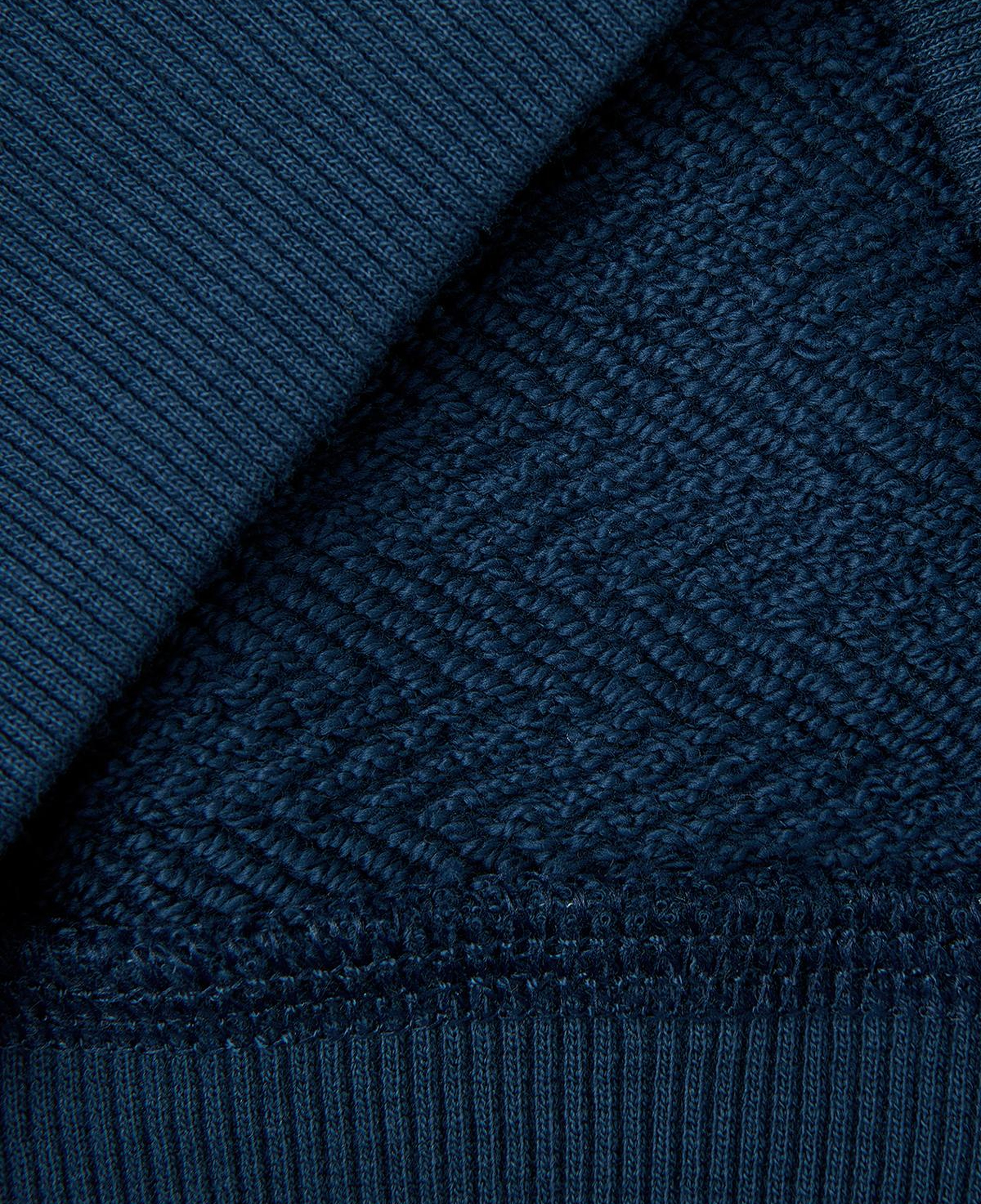 Erkek Çocuk Koyu Lacivert Kol Detaylı Renk Bloklu Logo Etiketli Bisiklet Yaka Sweatshirt
