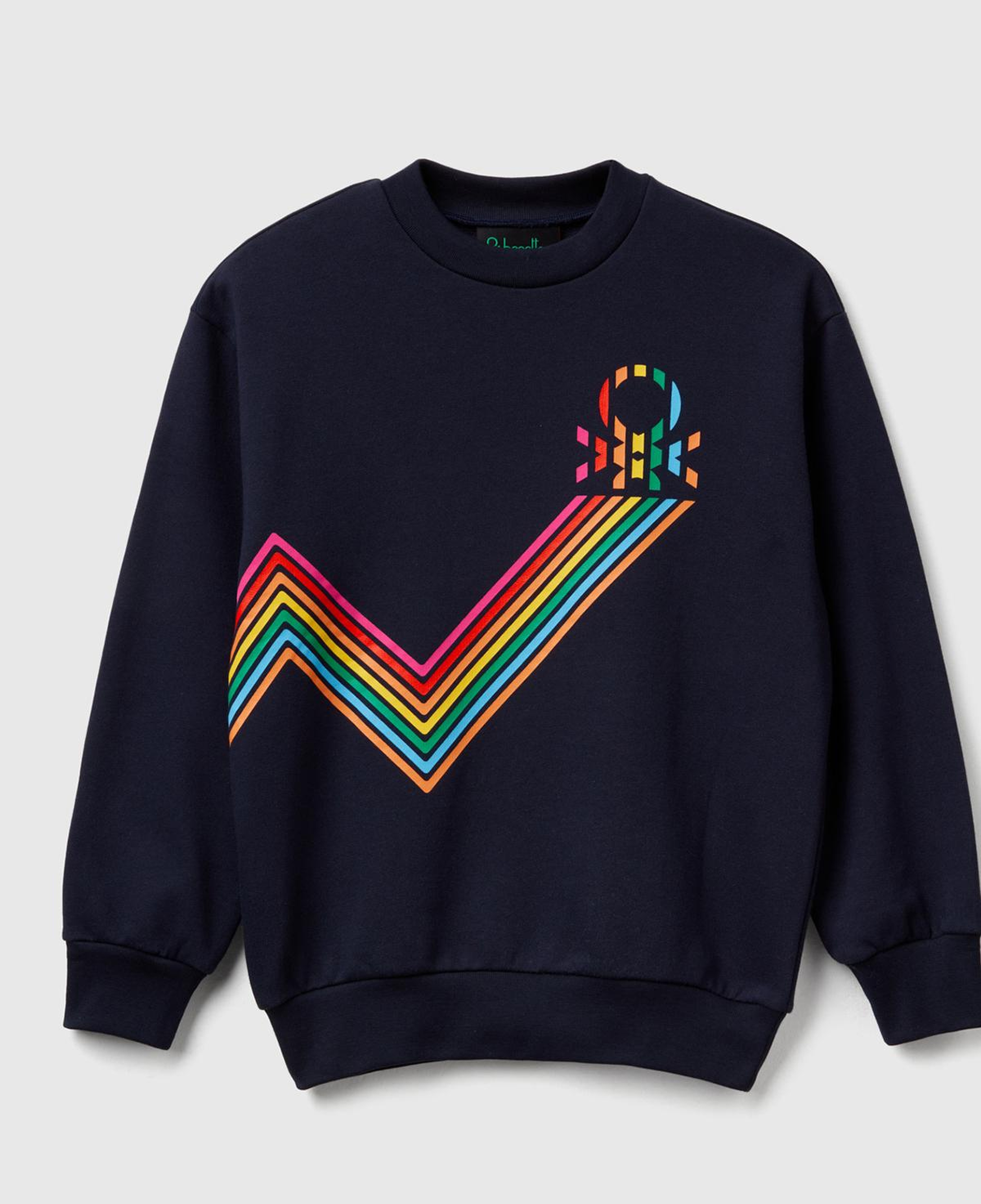 Erkek Çocuk Lacivert %100 Pamuk Stranger Things Grafik Baskılı Bisiklet Yaka Sweatshirt