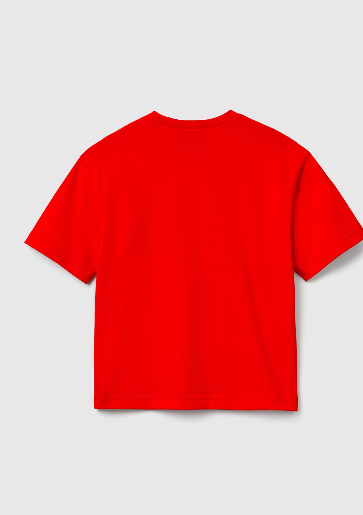 Erkek Çocuk Kırmızı %100 Pamuk Stranger Things Ön Baskılı Kısa Kollu T-Shirt