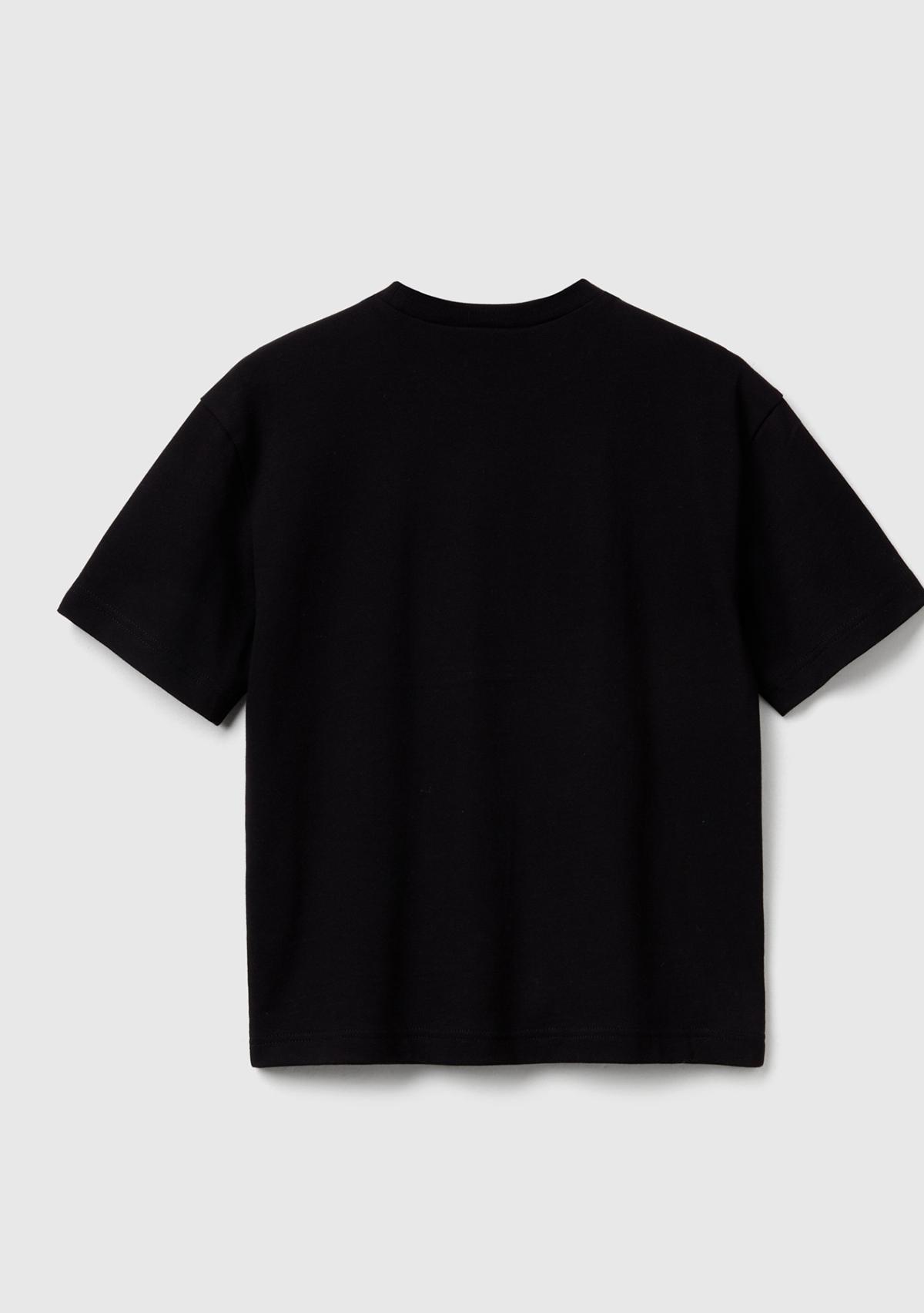 Erkek Çocuk Siyah %100 Pamuk Stranger Things Ön Baskılı Kısa Kollu T-Shirt
