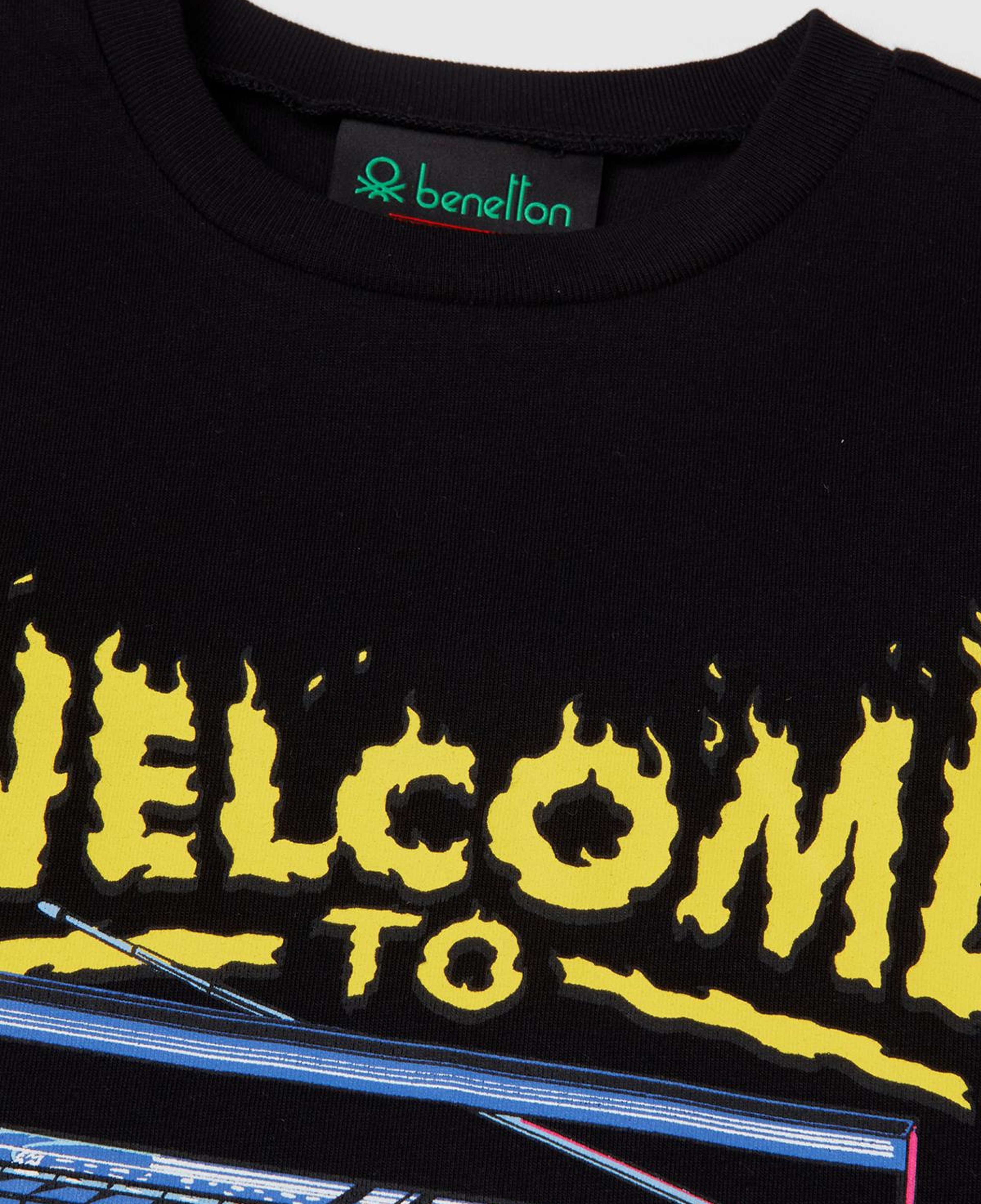 Erkek Çocuk Siyah %100 Pamuk Stranger Things Ön Baskılı Kısa Kollu T-Shirt