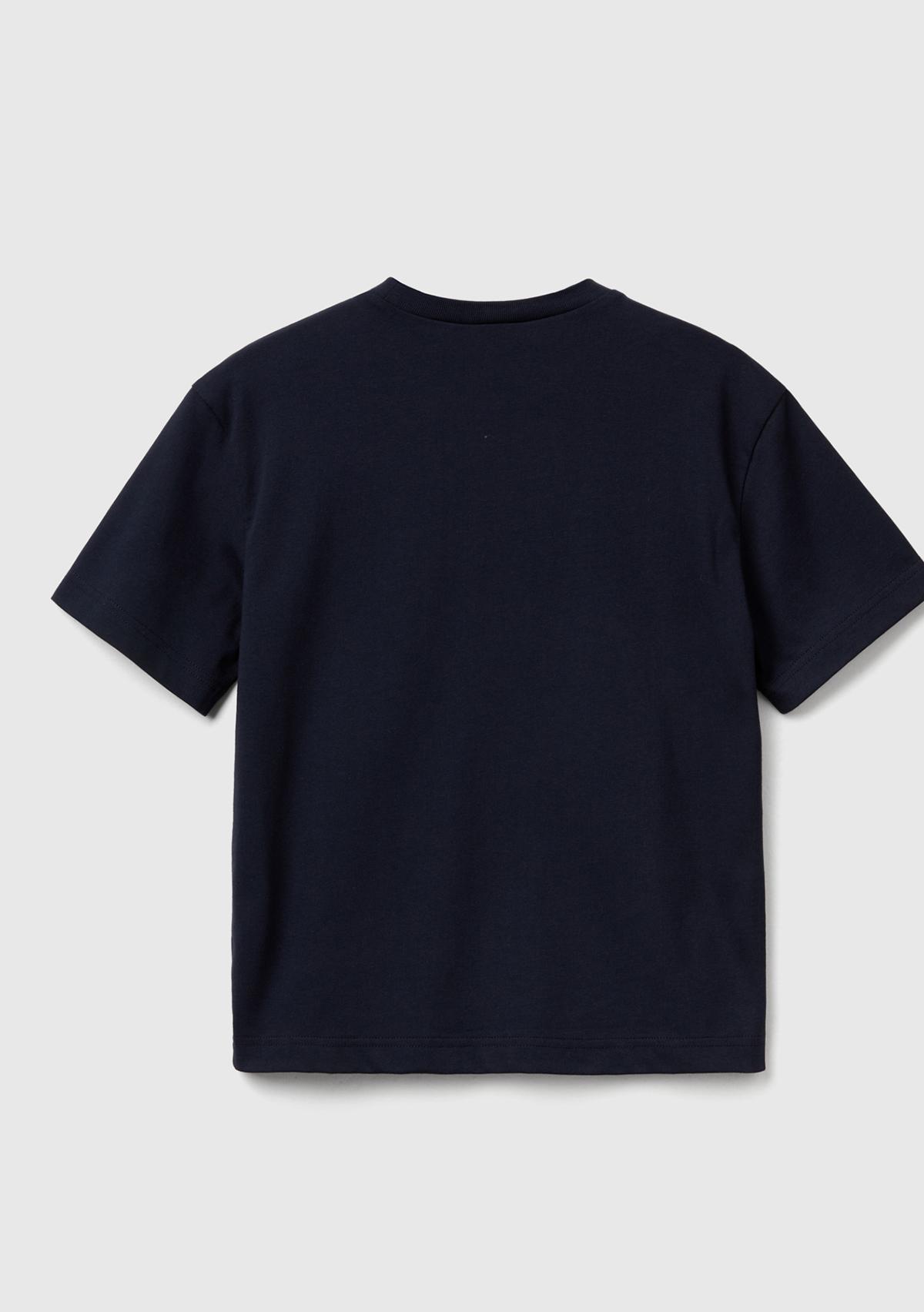 Erkek Çocuk Lacivert %100 Pamuk Stranger Things Ön Baskılı Kısa Kollu T-Shirt