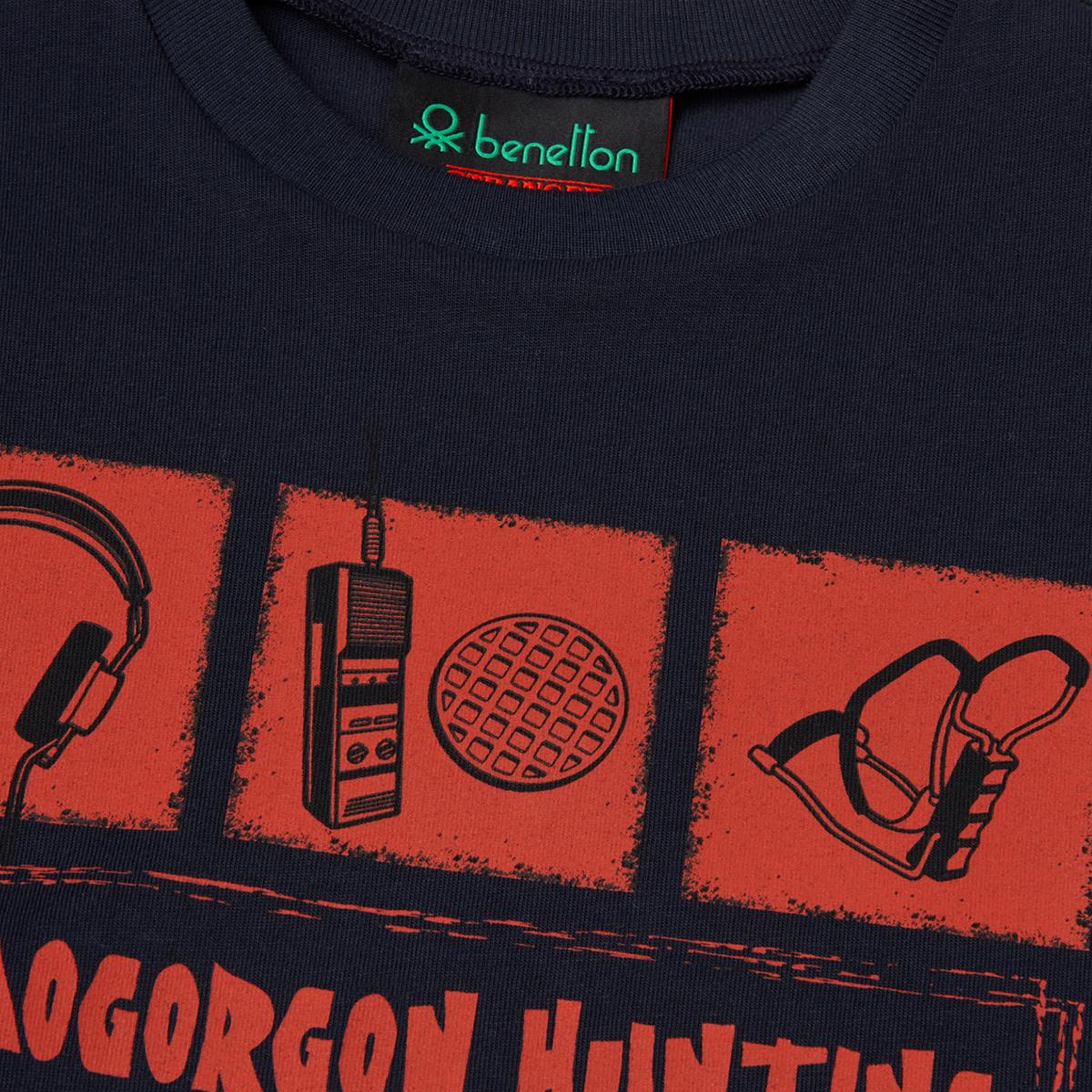 Erkek Çocuk Lacivert %100 Pamuk Stranger Things Ön Baskılı Kısa Kollu T-Shirt