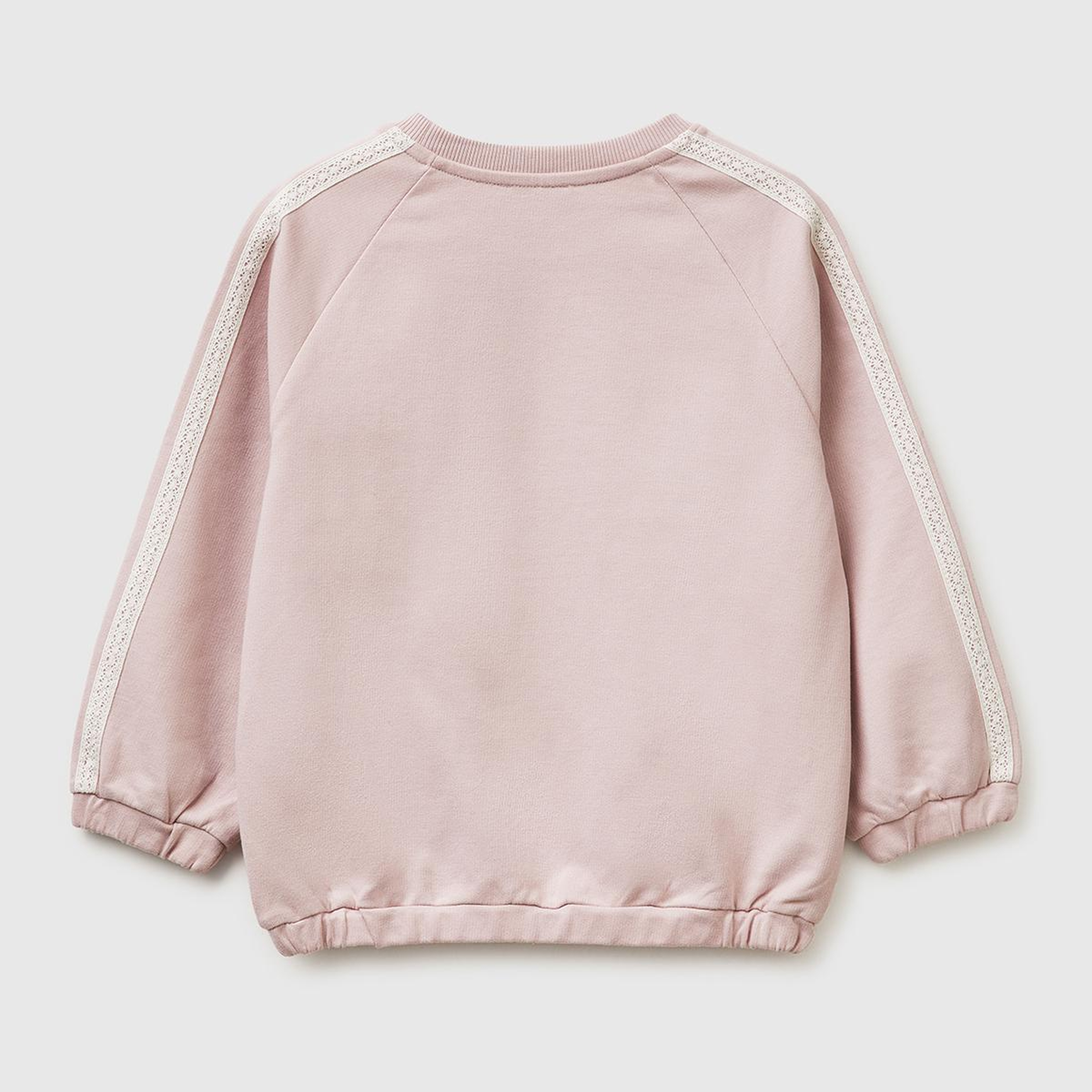 Kız Çocuk Gül Kurusu Logo İşlemeli Ribanalı Bisiklet Yaka Sweatshirt