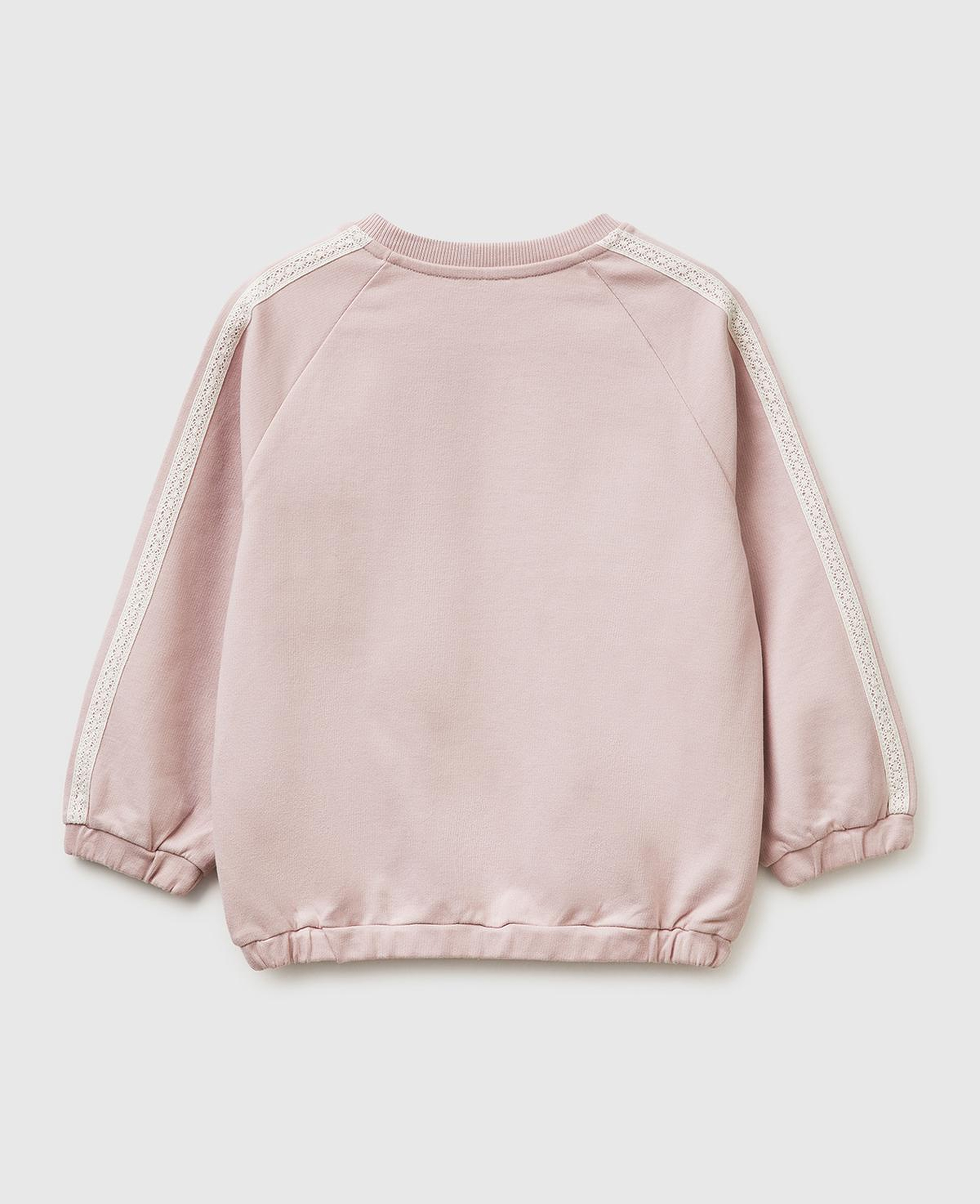 Kız Çocuk Gül Kurusu Logo İşlemeli Ribanalı Bisiklet Yaka Sweatshirt