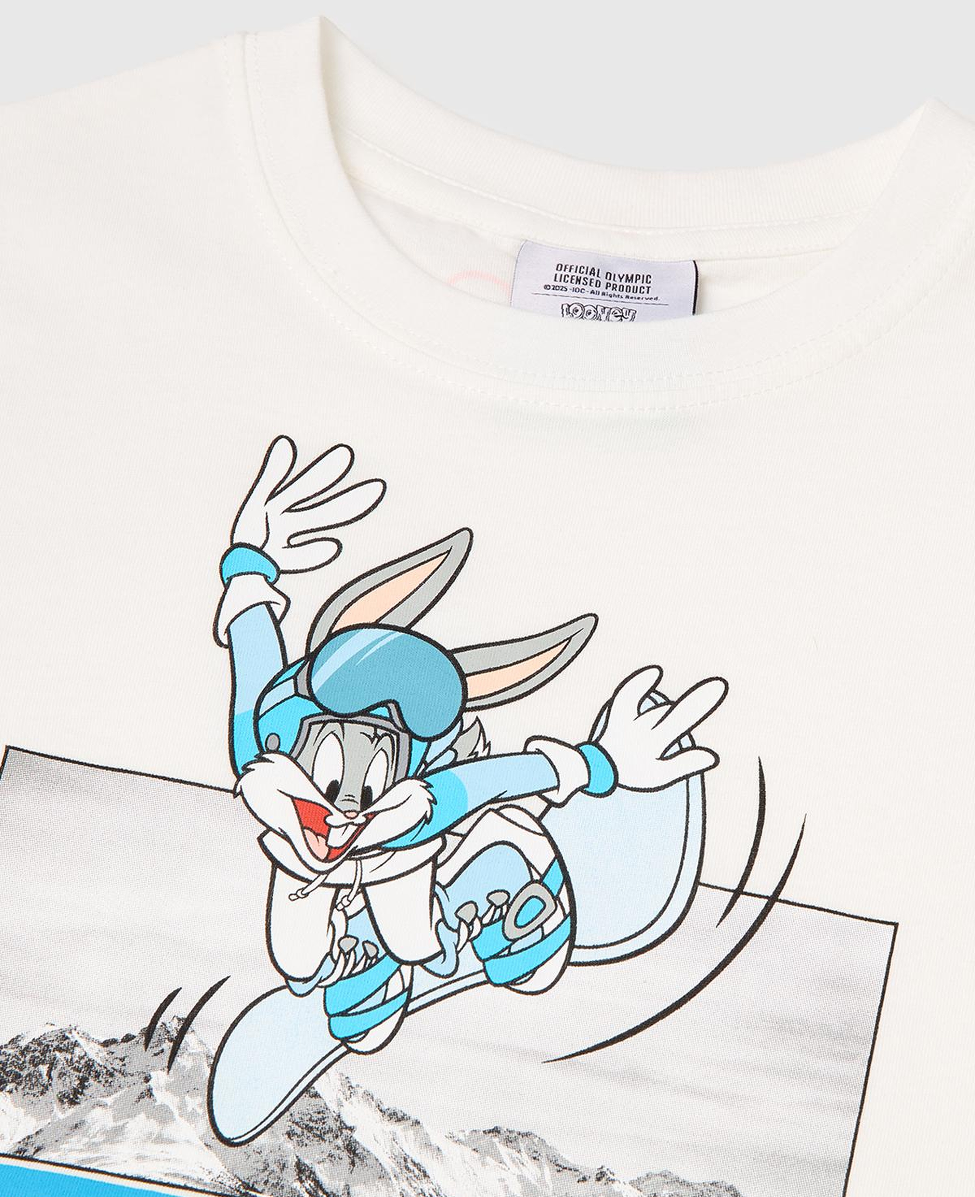 Erkek Çocuk Beyaz Baskılı Bisiklet Yaka Uzun Kollu T-Shirt