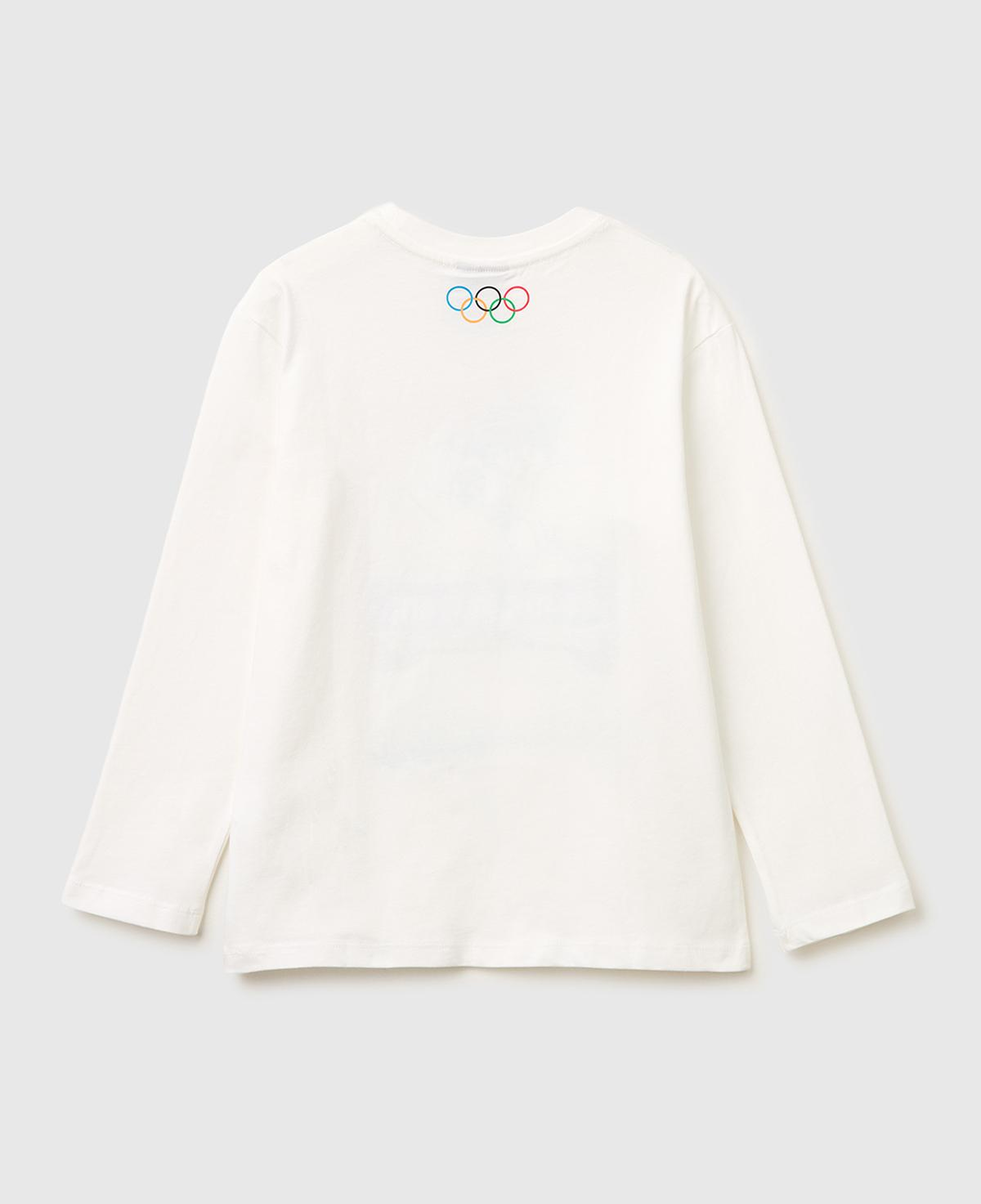 Erkek Çocuk Beyaz Baskılı Bisiklet Yaka Uzun Kollu T-Shirt