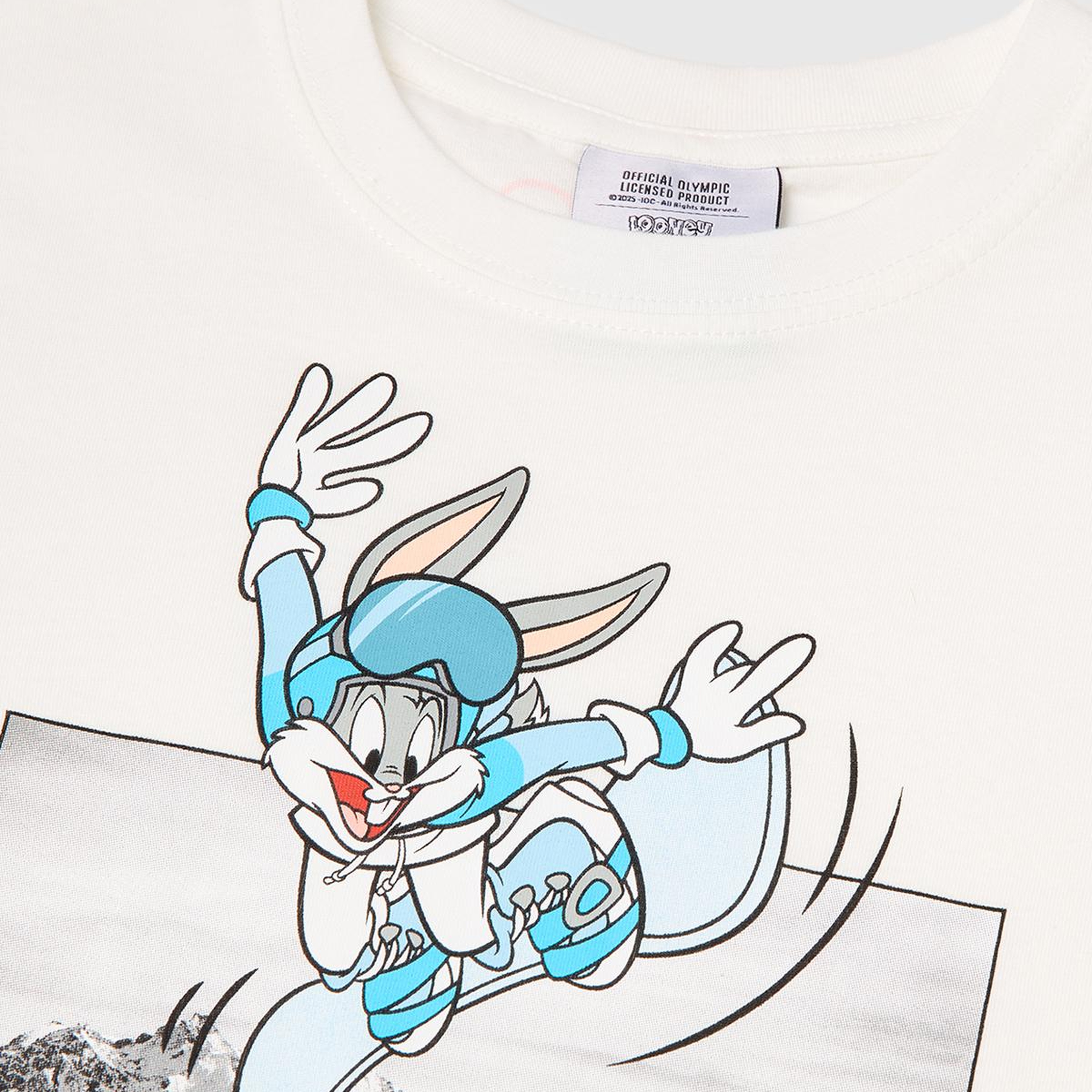 Erkek Çocuk Beyaz Baskılı Bisiklet Yaka Uzun Kollu T-Shirt