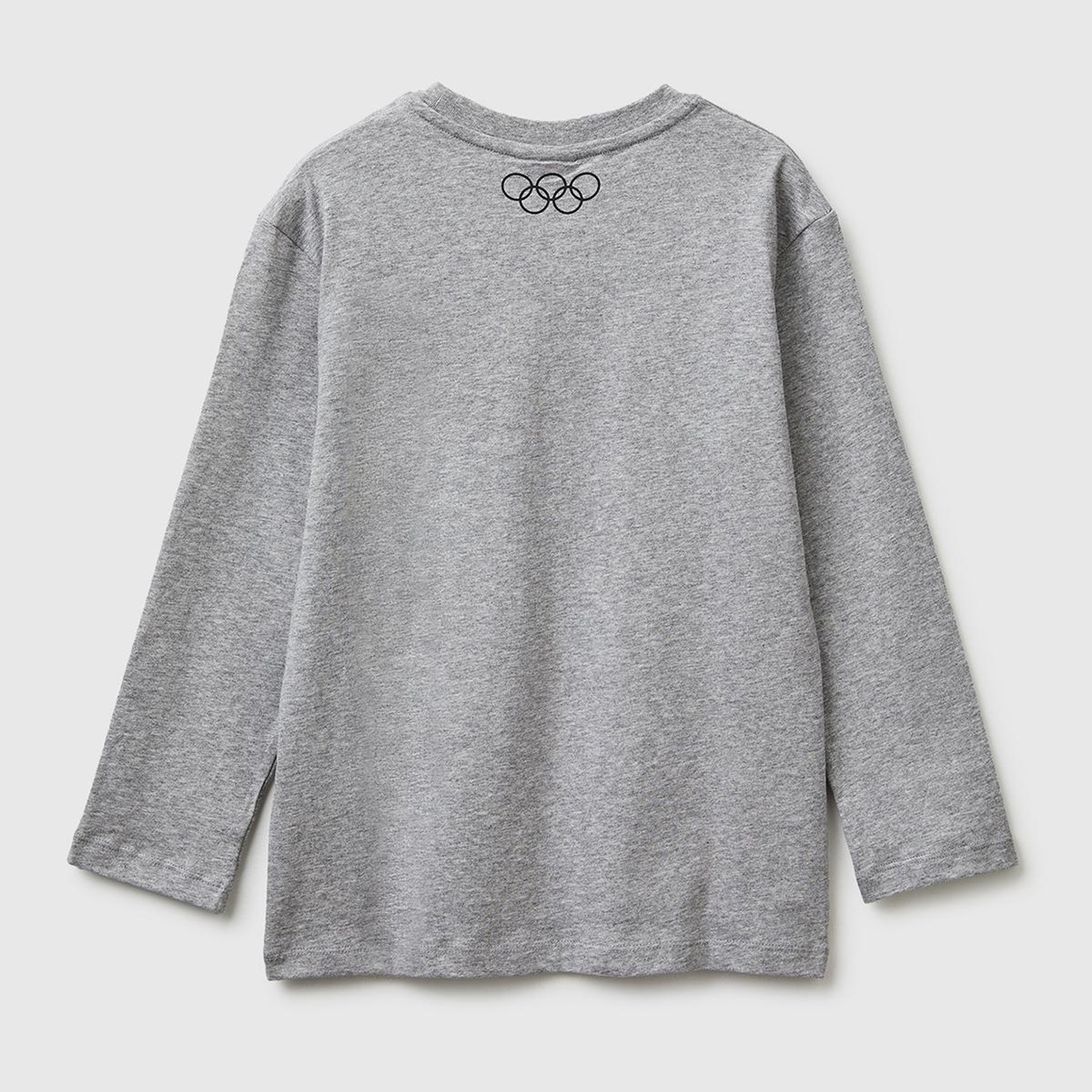 Erkek Çocuk Gri melanj Baskılı Bisiklet Yaka Uzun Kollu T-Shirt