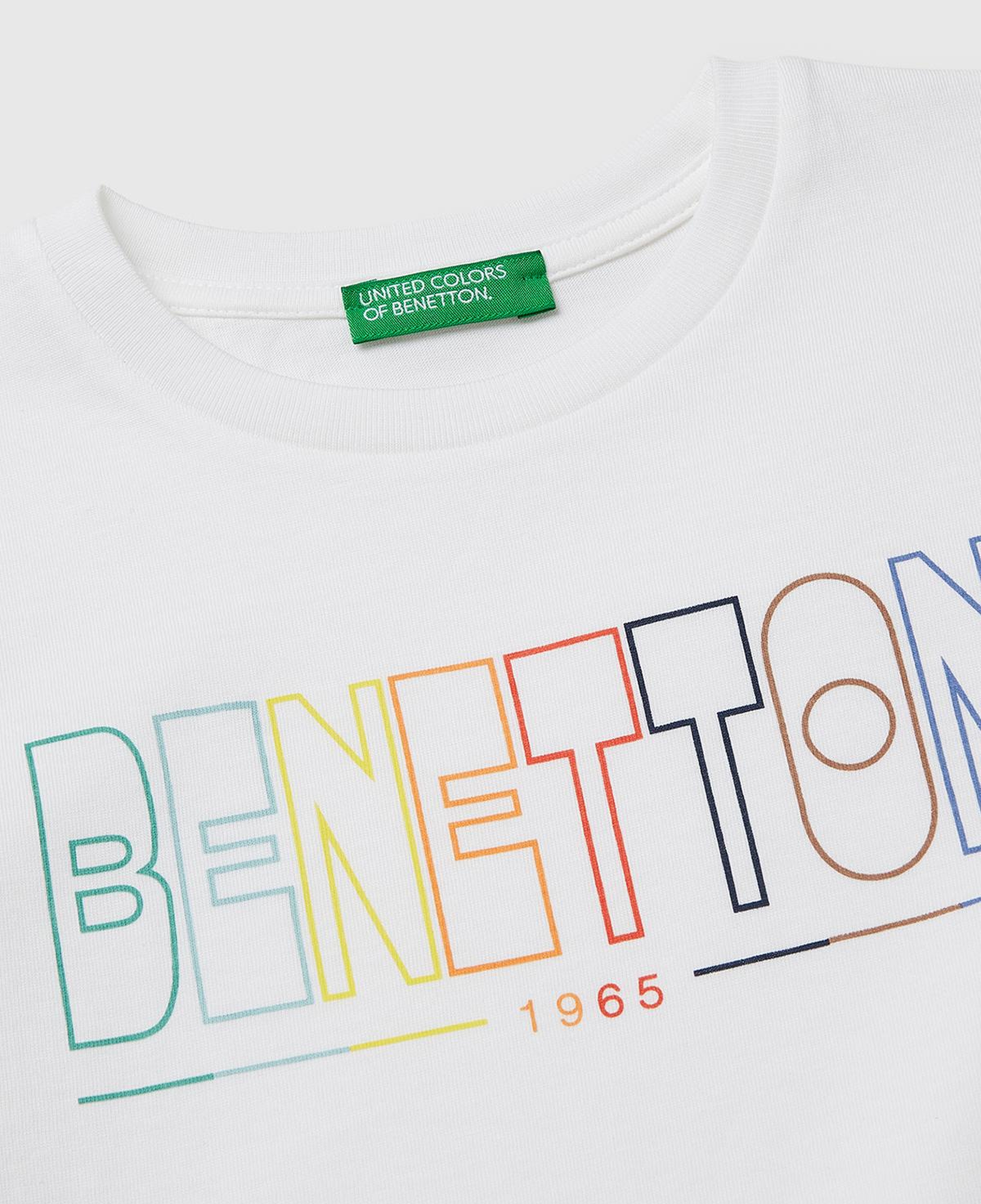 Erkek Çocuk Beyaz Önü Logo Baskılı Yuvarlak Yaka Uzun Kollu T-Shirt