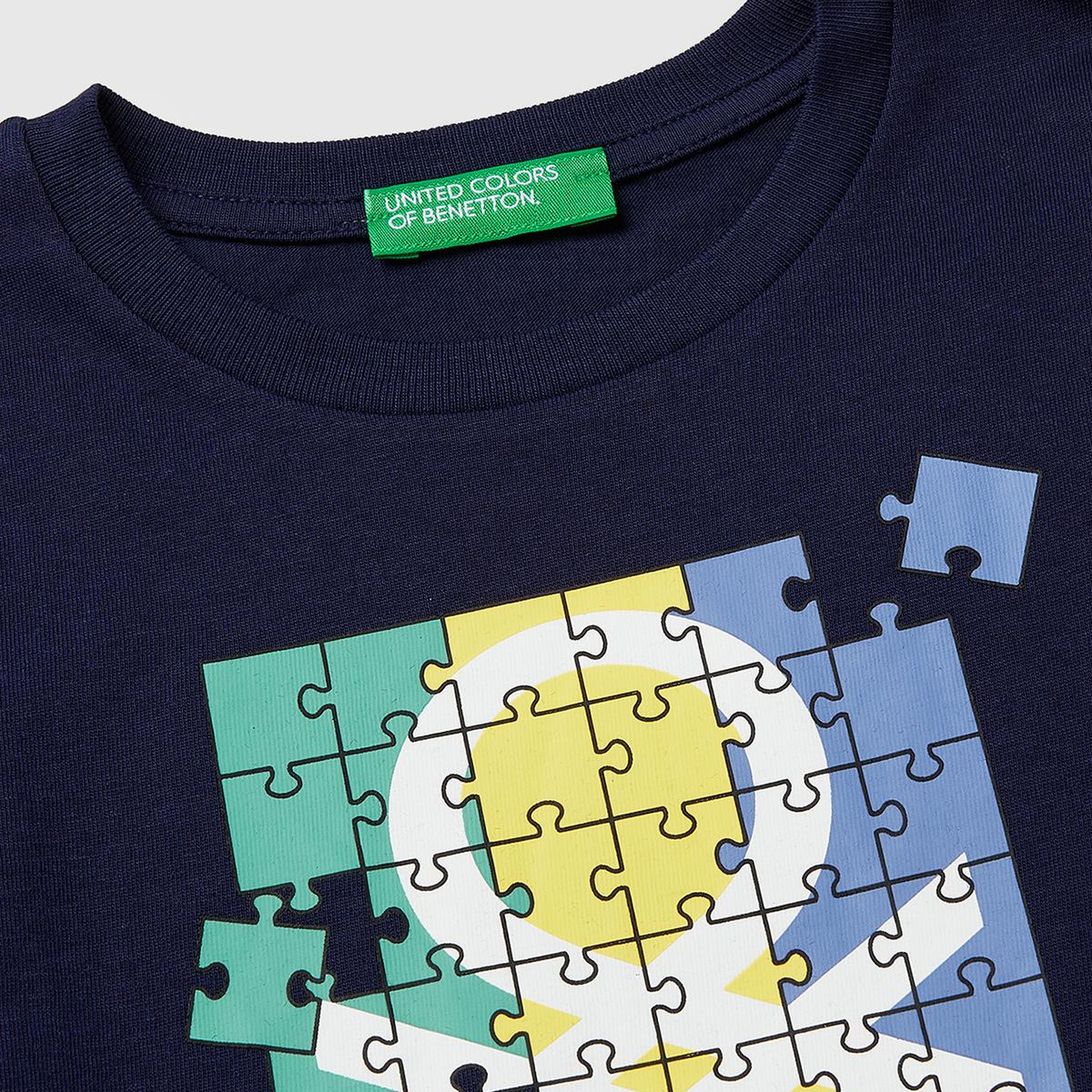 Erkek Çocuk Lacivert Önü Logo Baskılı Yuvarlak Yaka Uzun Kollu T-Shirt