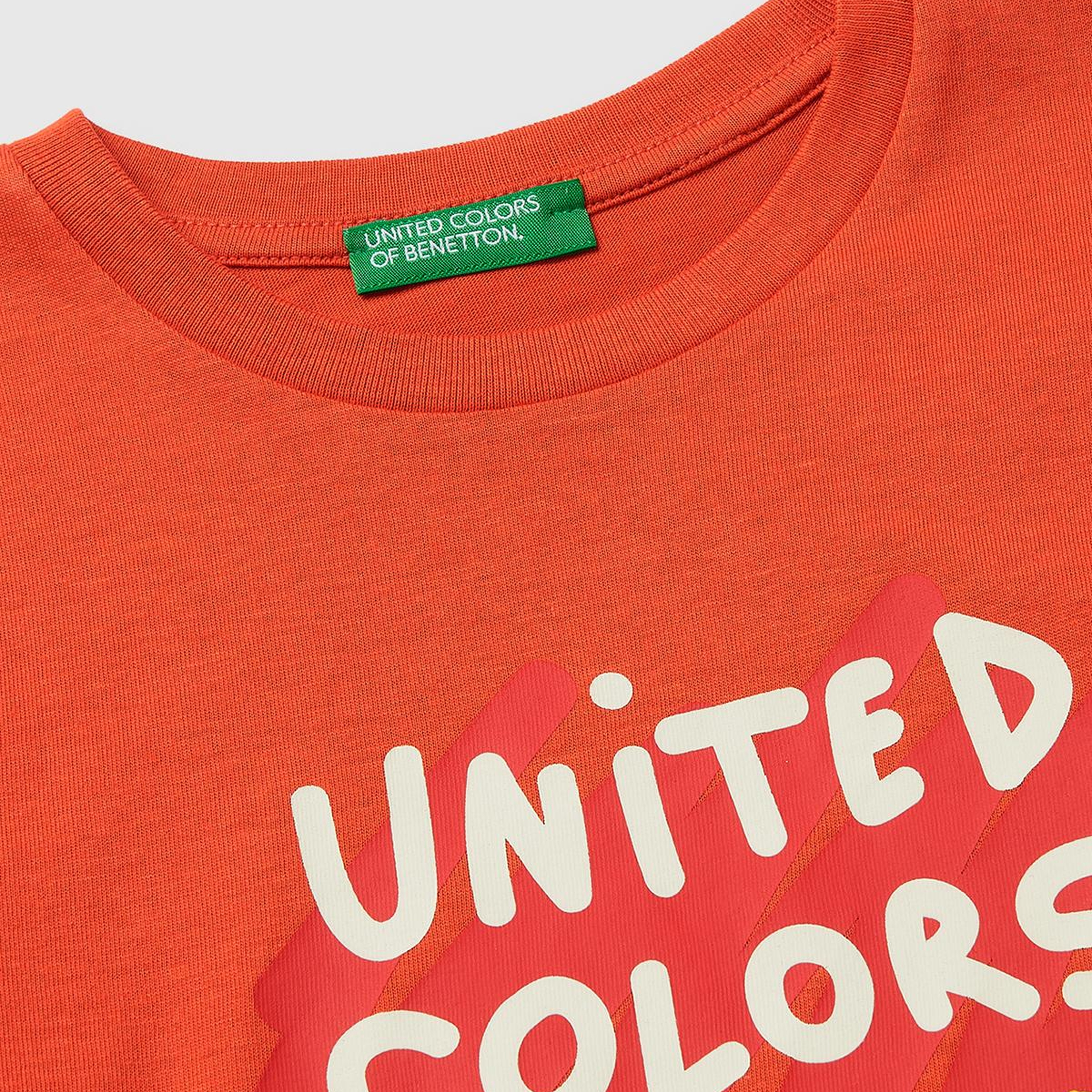 Erkek Çocuk Kırmızı Önü Logo Baskılı Yuvarlak Yaka Uzun Kollu T-Shirt