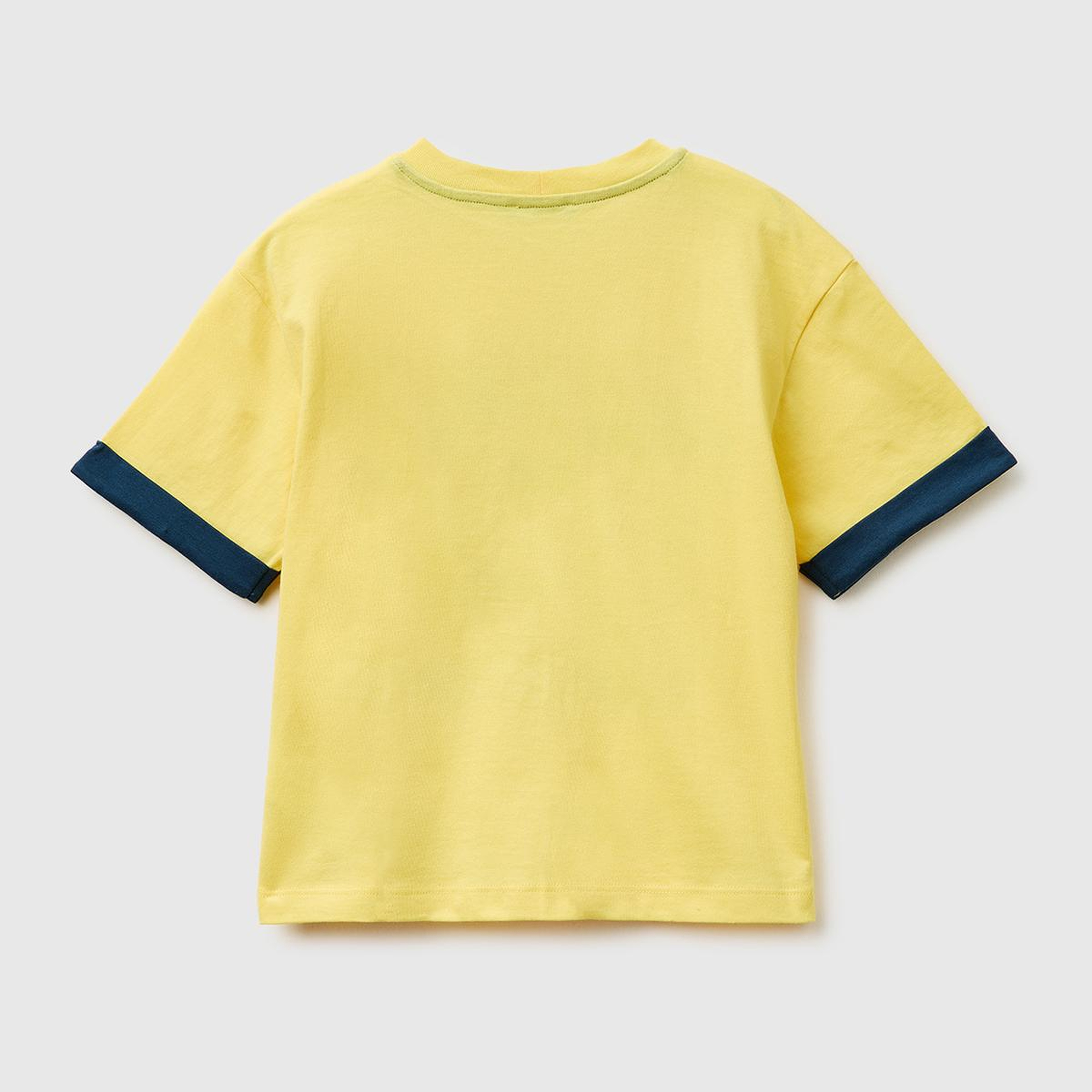 Erkek Çocuk Sarı Etek Ucu Etiketli Baskılı Bisiklet Yaka T-Shirt