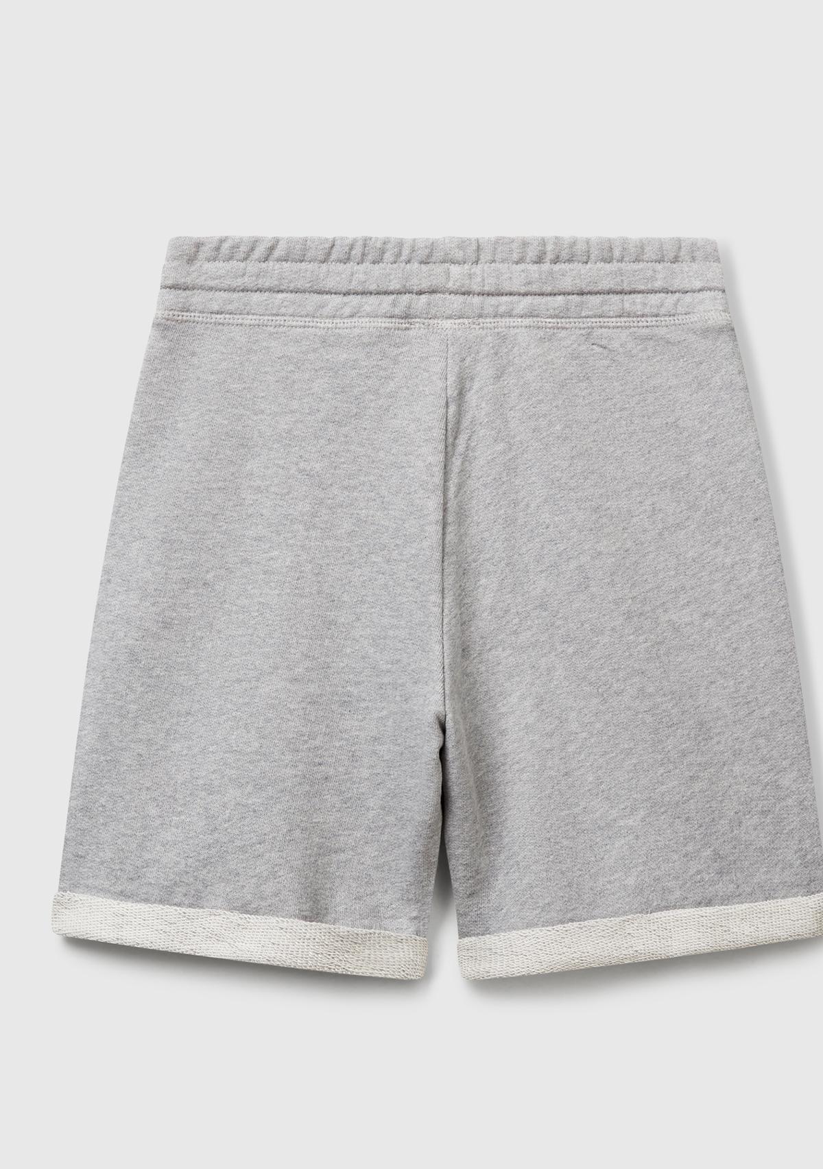 Erkek Çocuk Gri melanj Logolu Sweat Şort