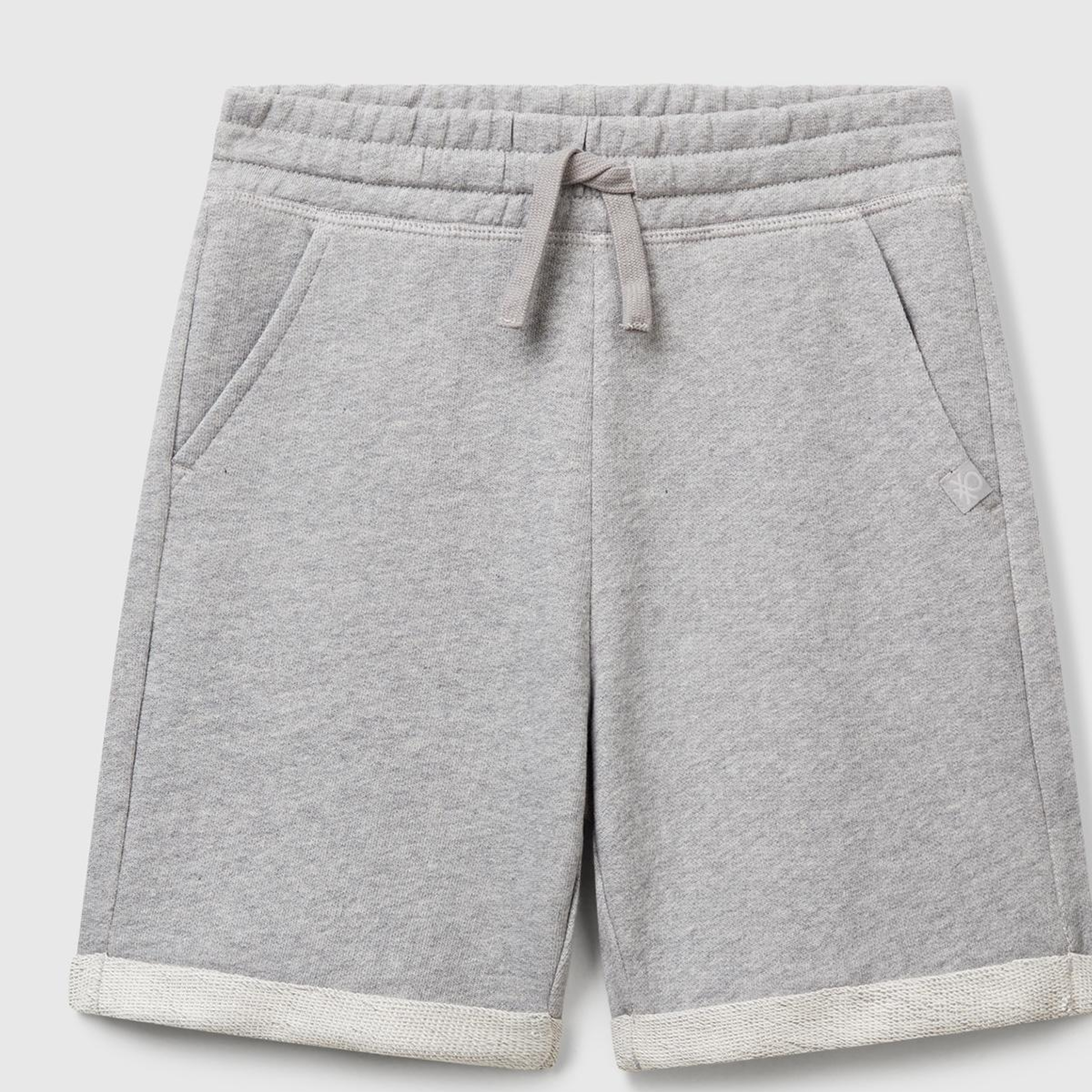 Erkek Çocuk Gri melanj Logolu Sweat Şort