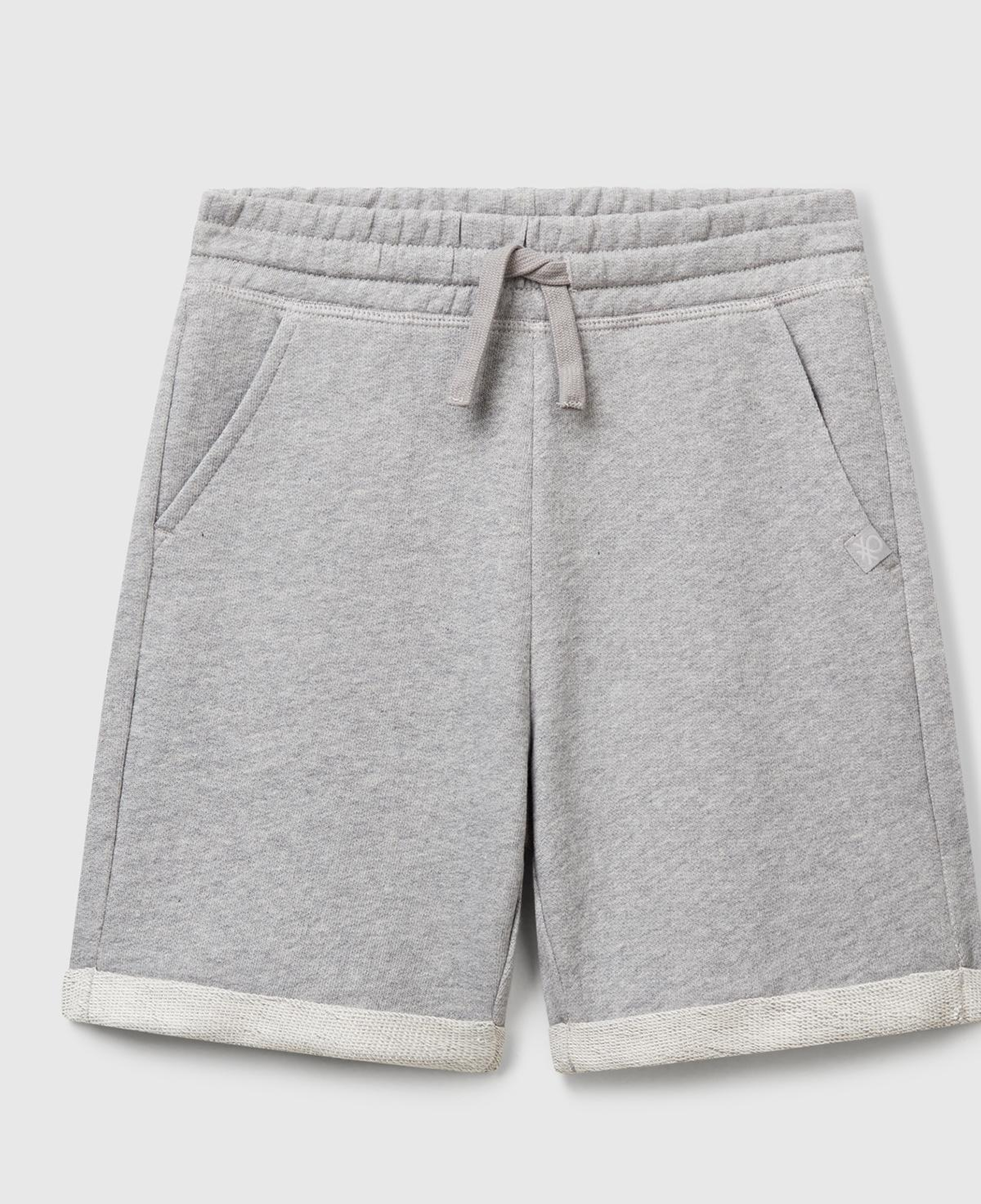 Erkek Çocuk Gri melanj Logolu Sweat Şort