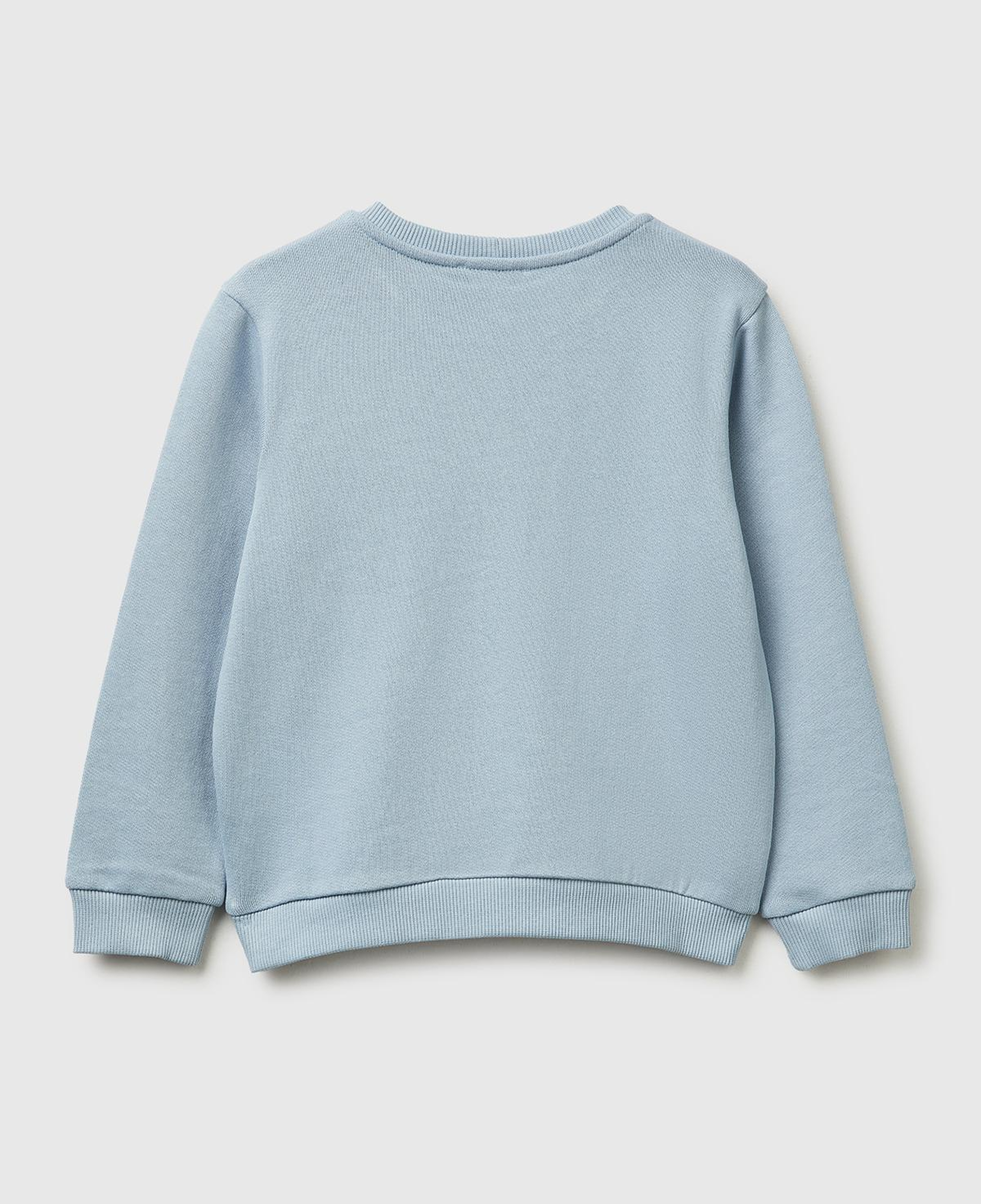 Kız Çocuk Buz Mavisi Baskılı İşlemeli Bisiklet Yaka Sweatshirt