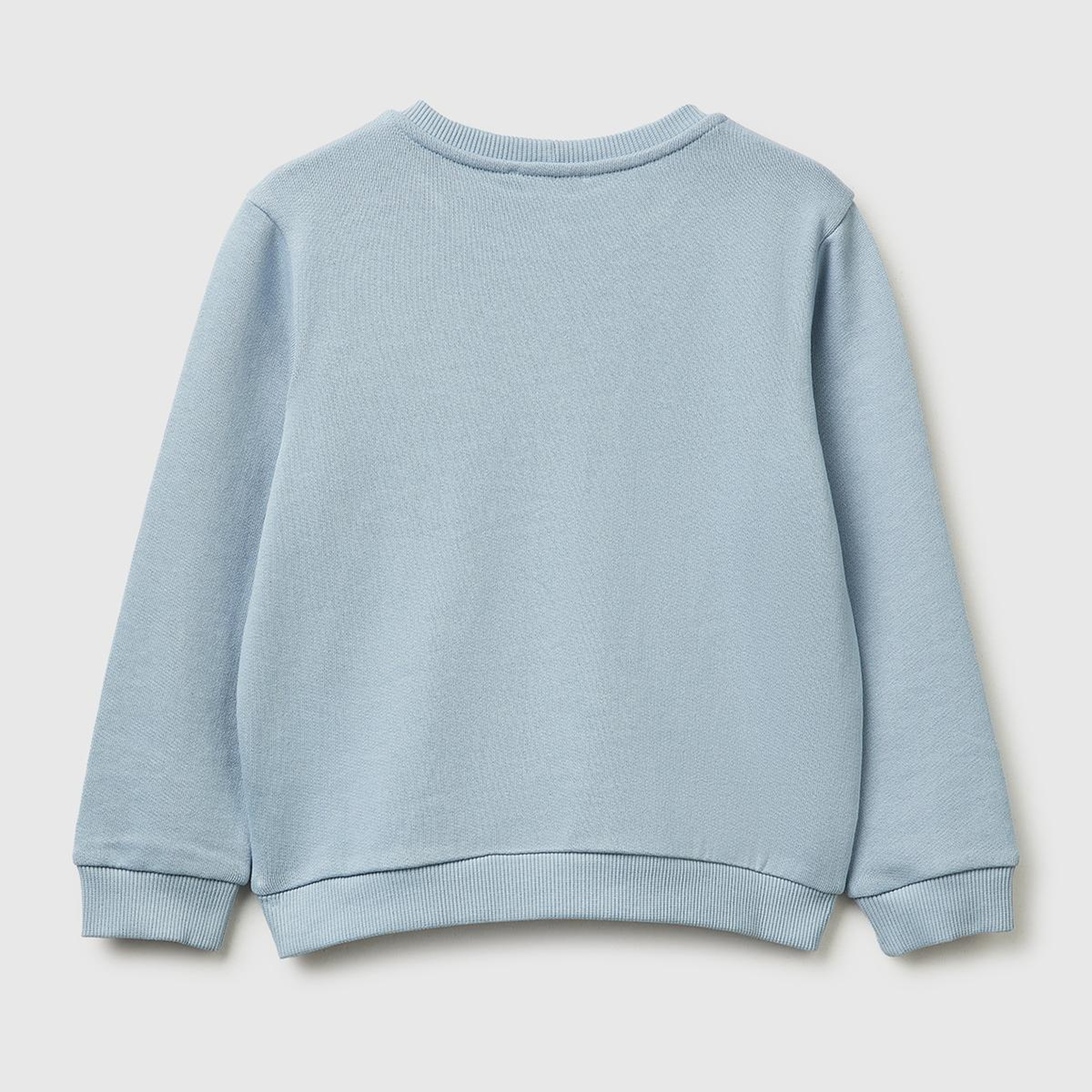 Kız Çocuk Buz Mavisi Baskılı İşlemeli Bisiklet Yaka Sweatshirt