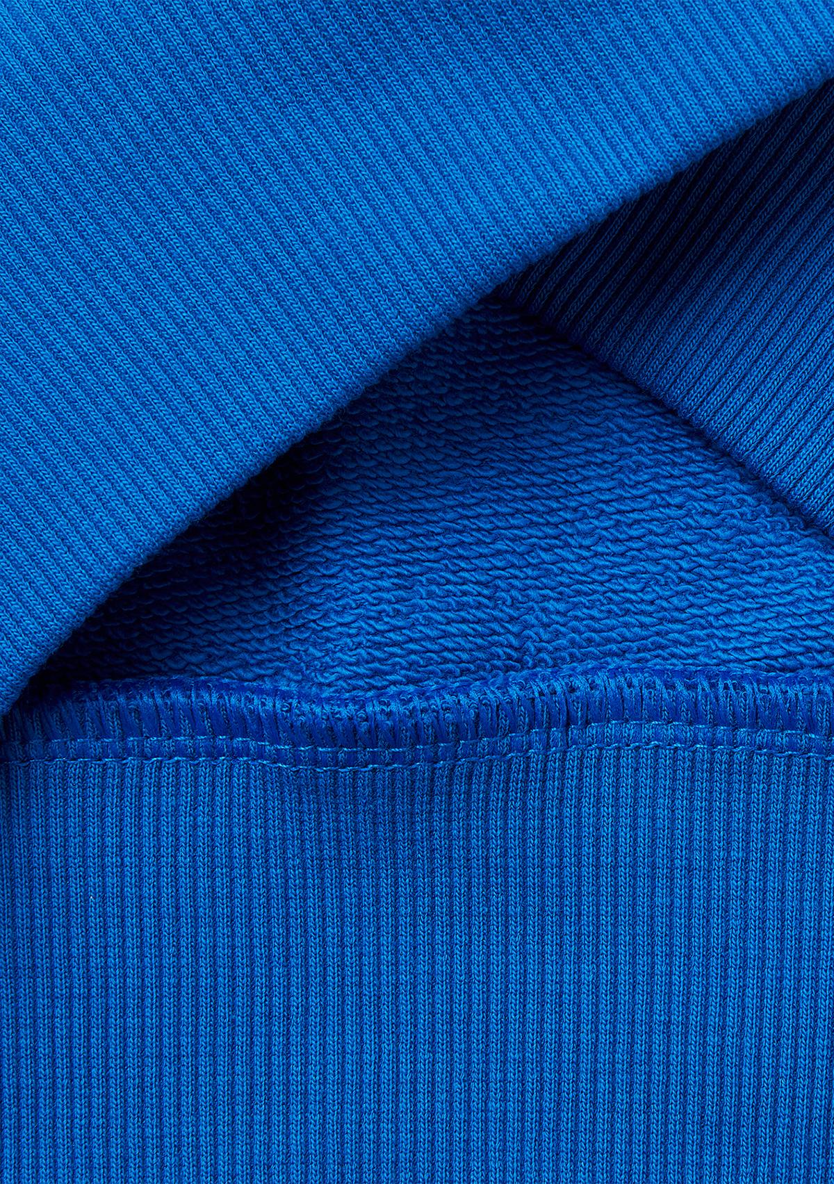 Erkek Çocuk Mavi Baskılı Bisiklet Yaka Sweatshirt