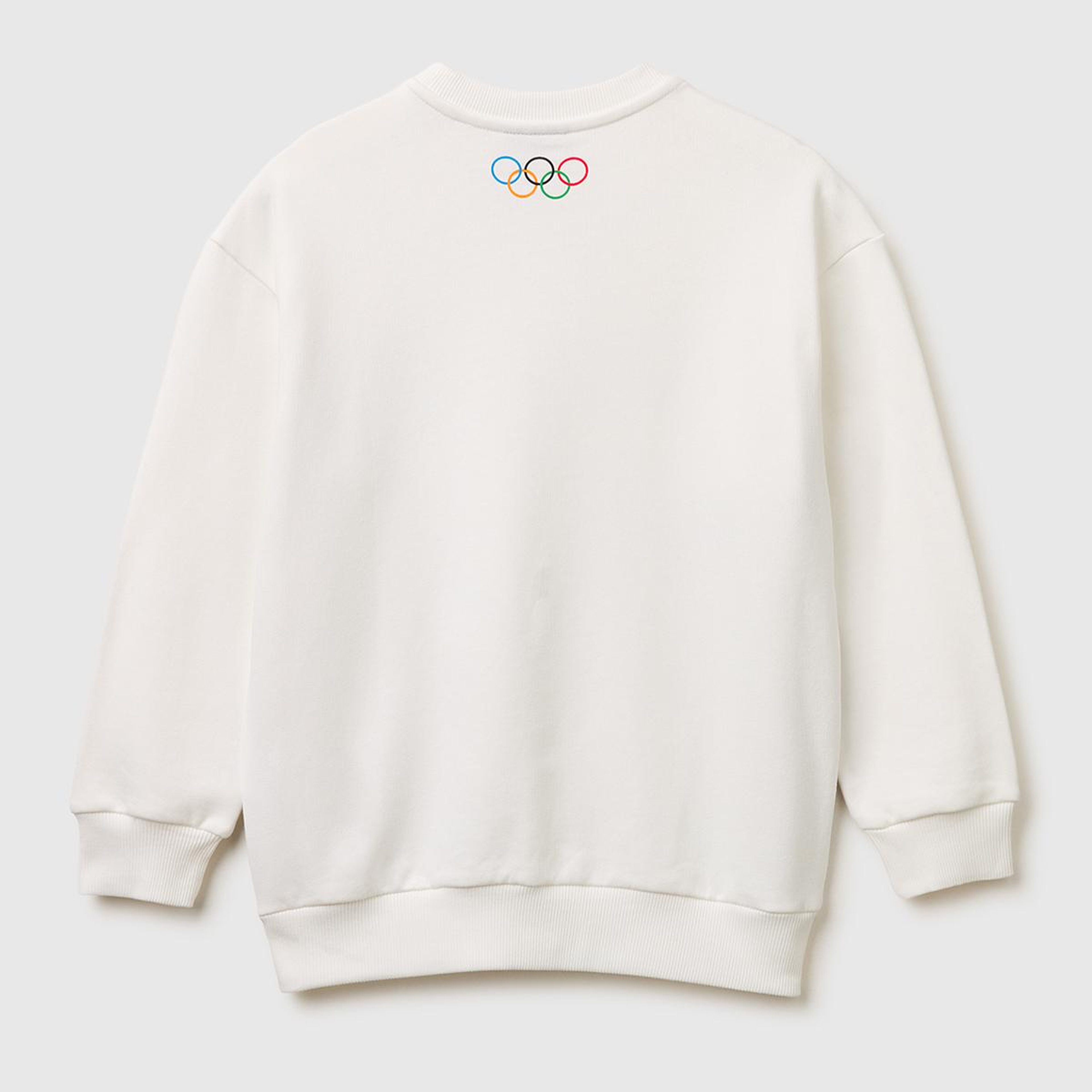 Erkek Çocuk Beyaz Baskılı Bisiklet Yaka Sweatshirt