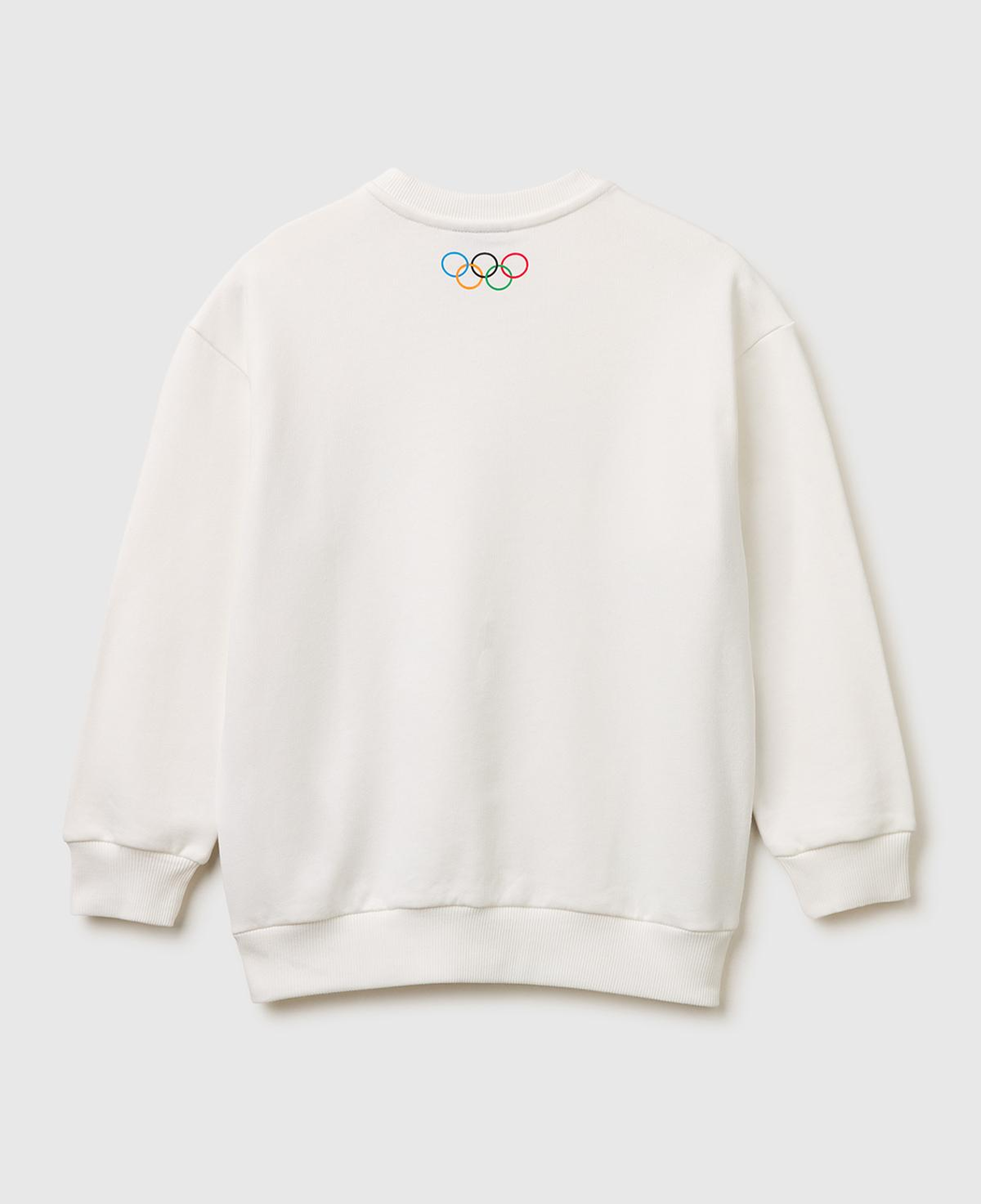 Erkek Çocuk Beyaz Baskılı Bisiklet Yaka Sweatshirt