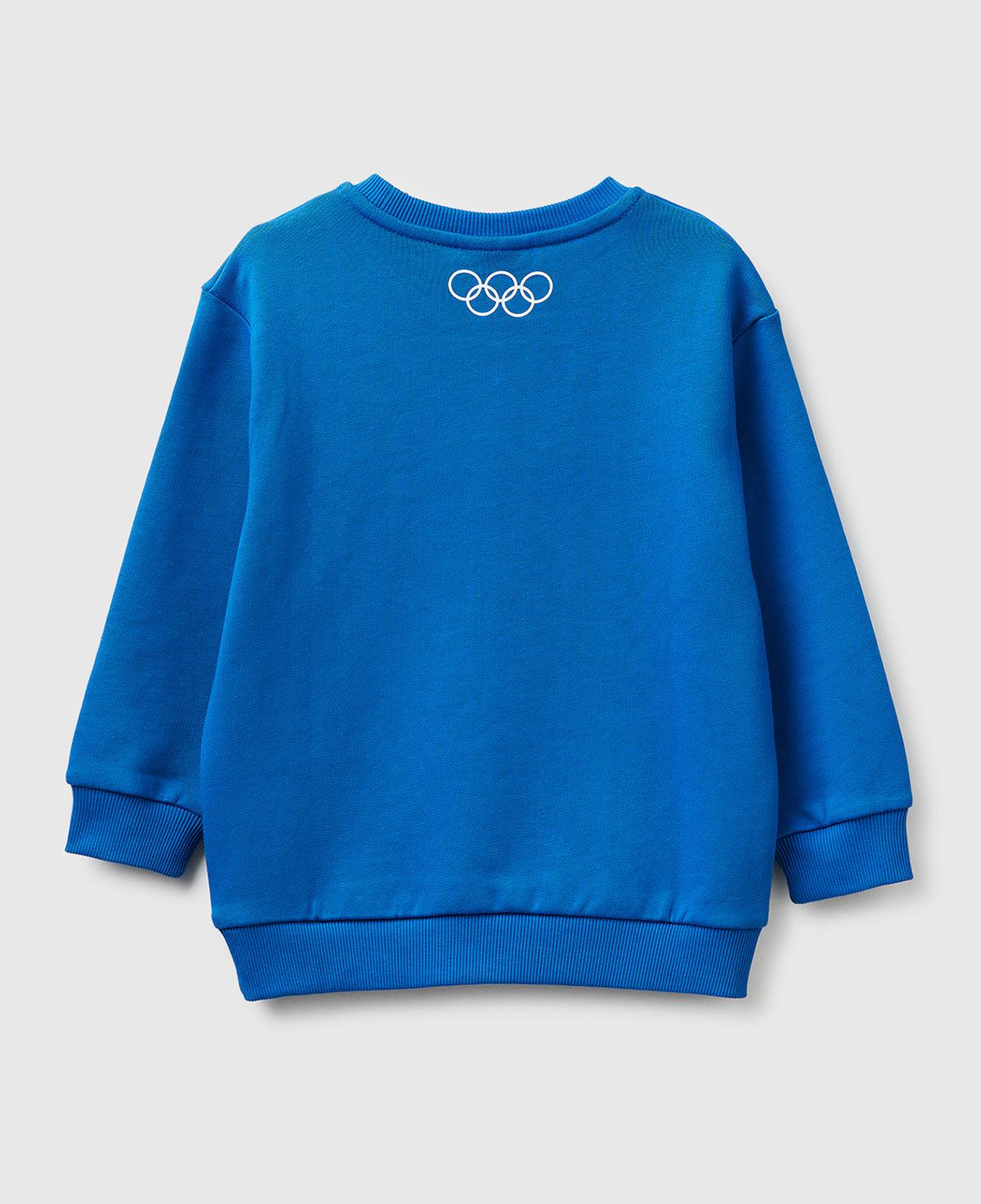 Erkek Çocuk Mavi Baskı ve Yazı Detaylı Bisiklet Yaka Sweatshirt