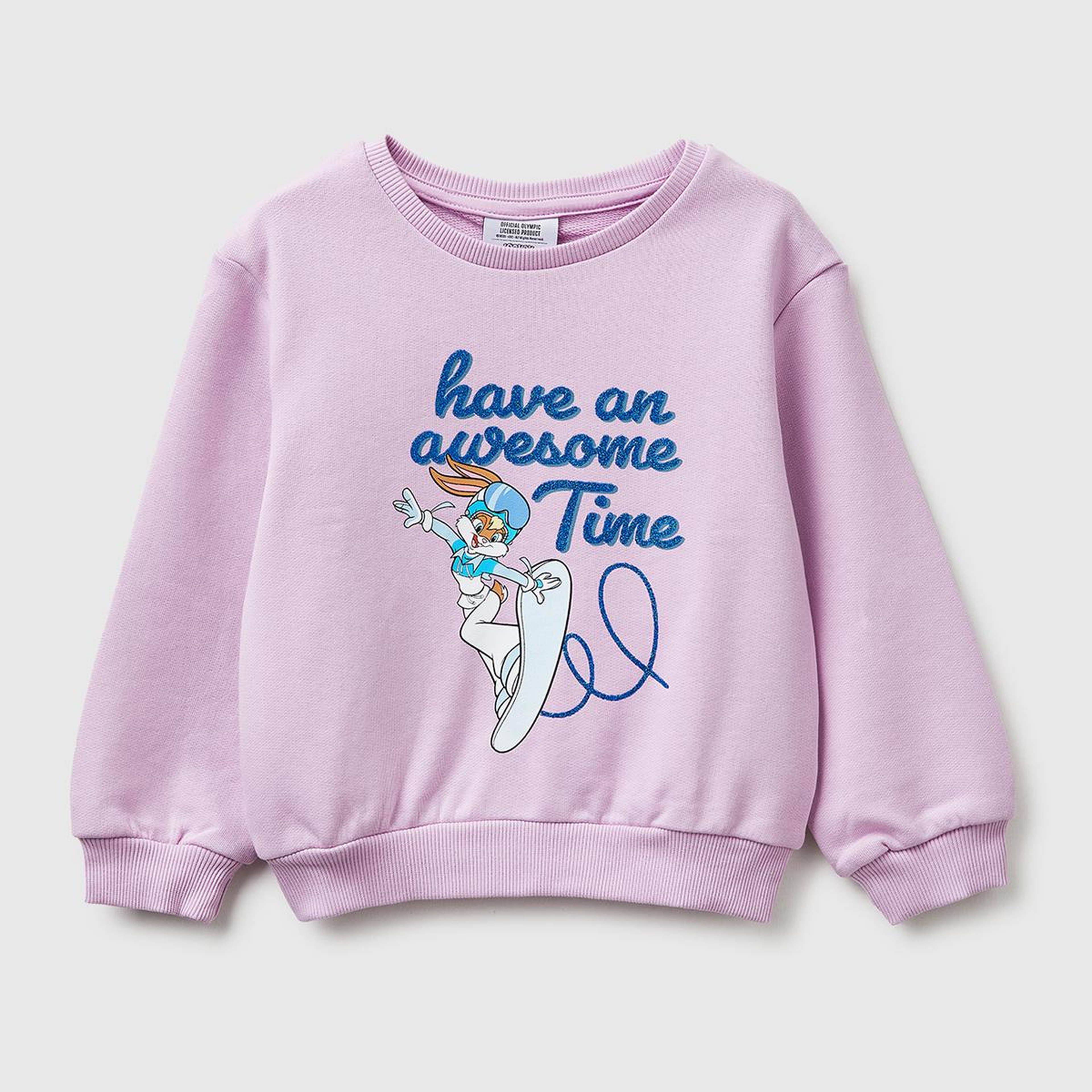 Kız Çocuk Pembe Looney Tunes Baskılı Bisiklet Yaka Sweatshirt