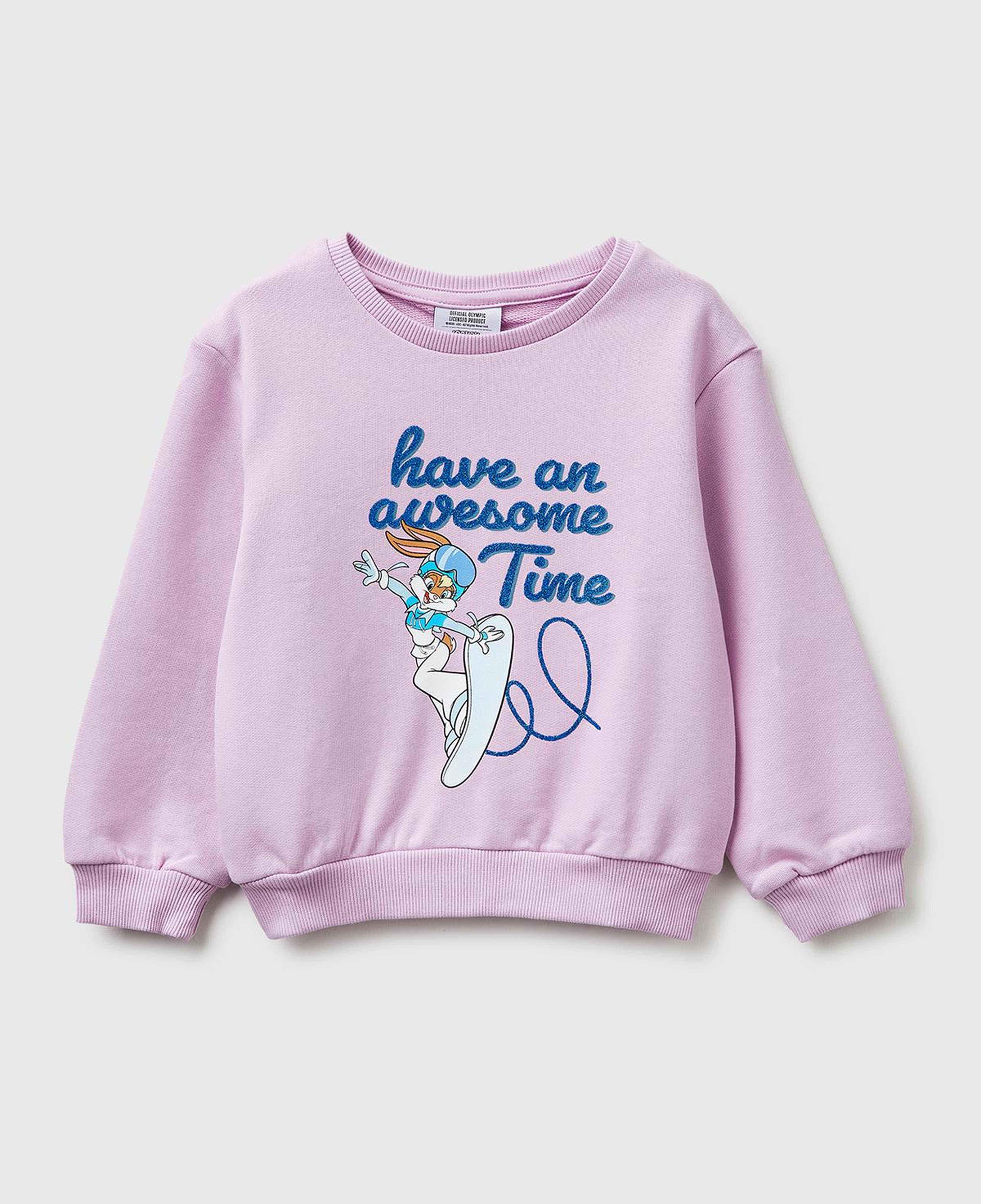 Kız Çocuk Pembe Looney Tunes Baskılı Bisiklet Yaka Sweatshirt