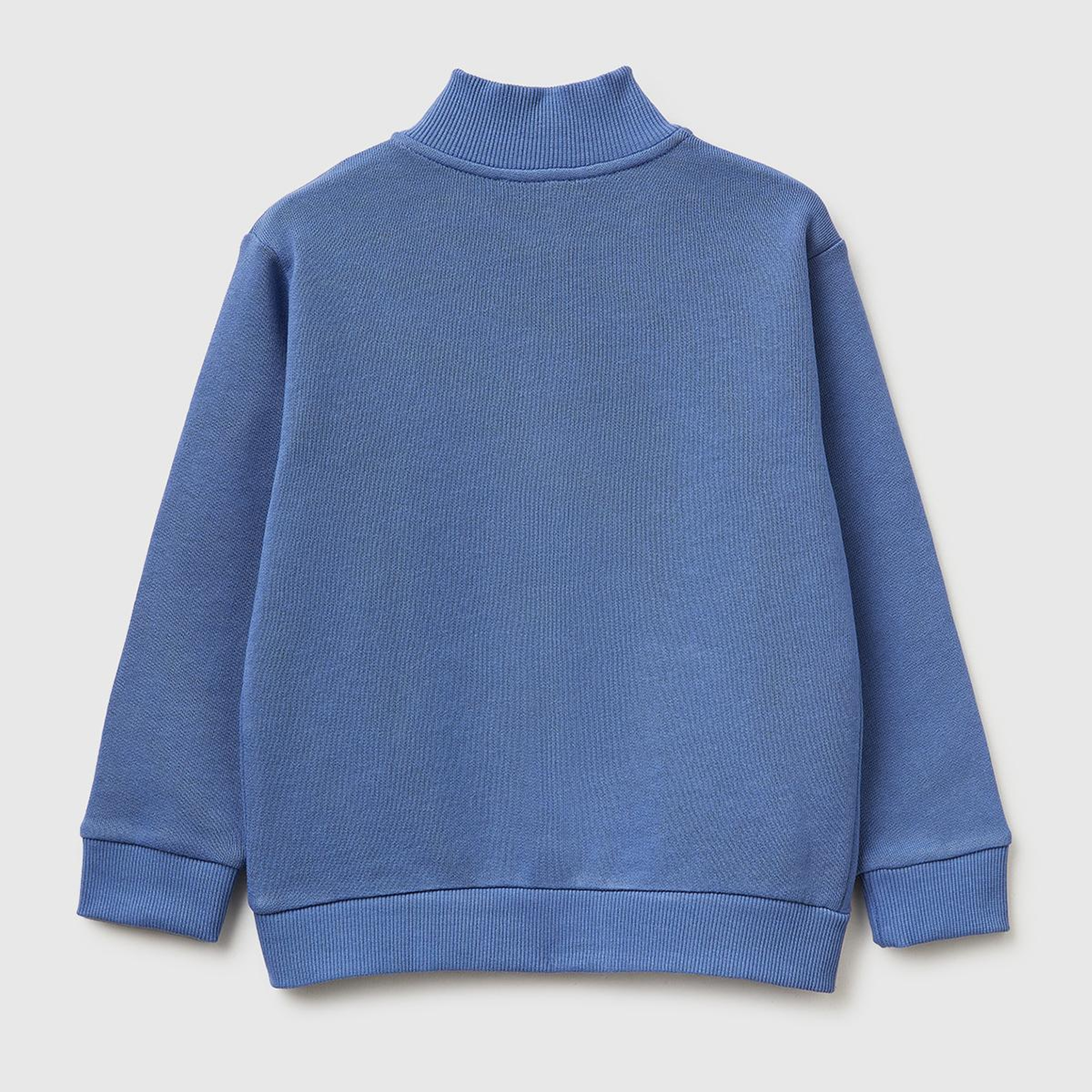 Erkek Çocuk Havacı Mavi Logo Baskılı Cepli Fermuarlı Dik Yaka Sweatshirt