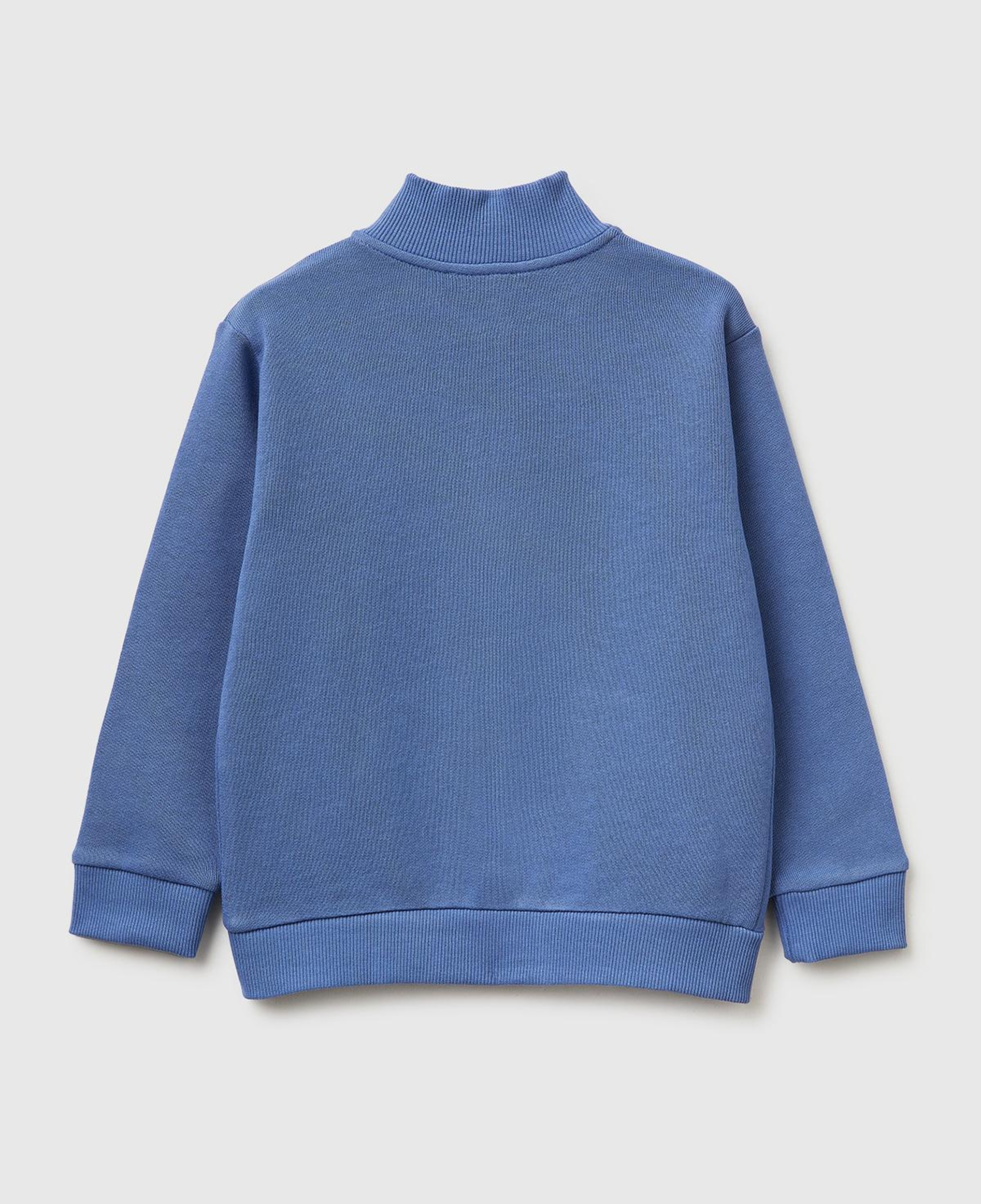 Erkek Çocuk Havacı Mavi Logo Baskılı Cepli Fermuarlı Dik Yaka Sweatshirt