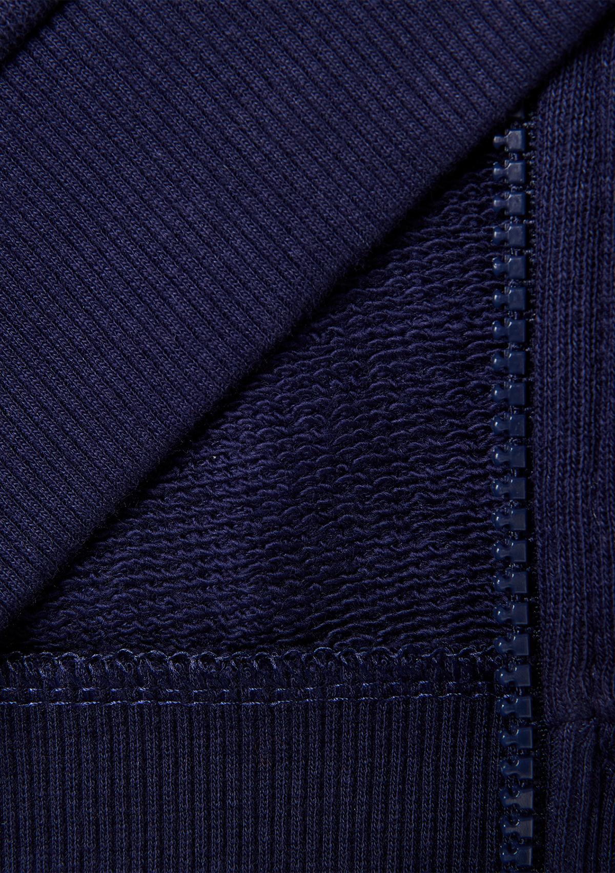 Erkek Çocuk Lacivert Logo Baskılı Cepli Fermuarlı Dik Yaka Sweatshirt
