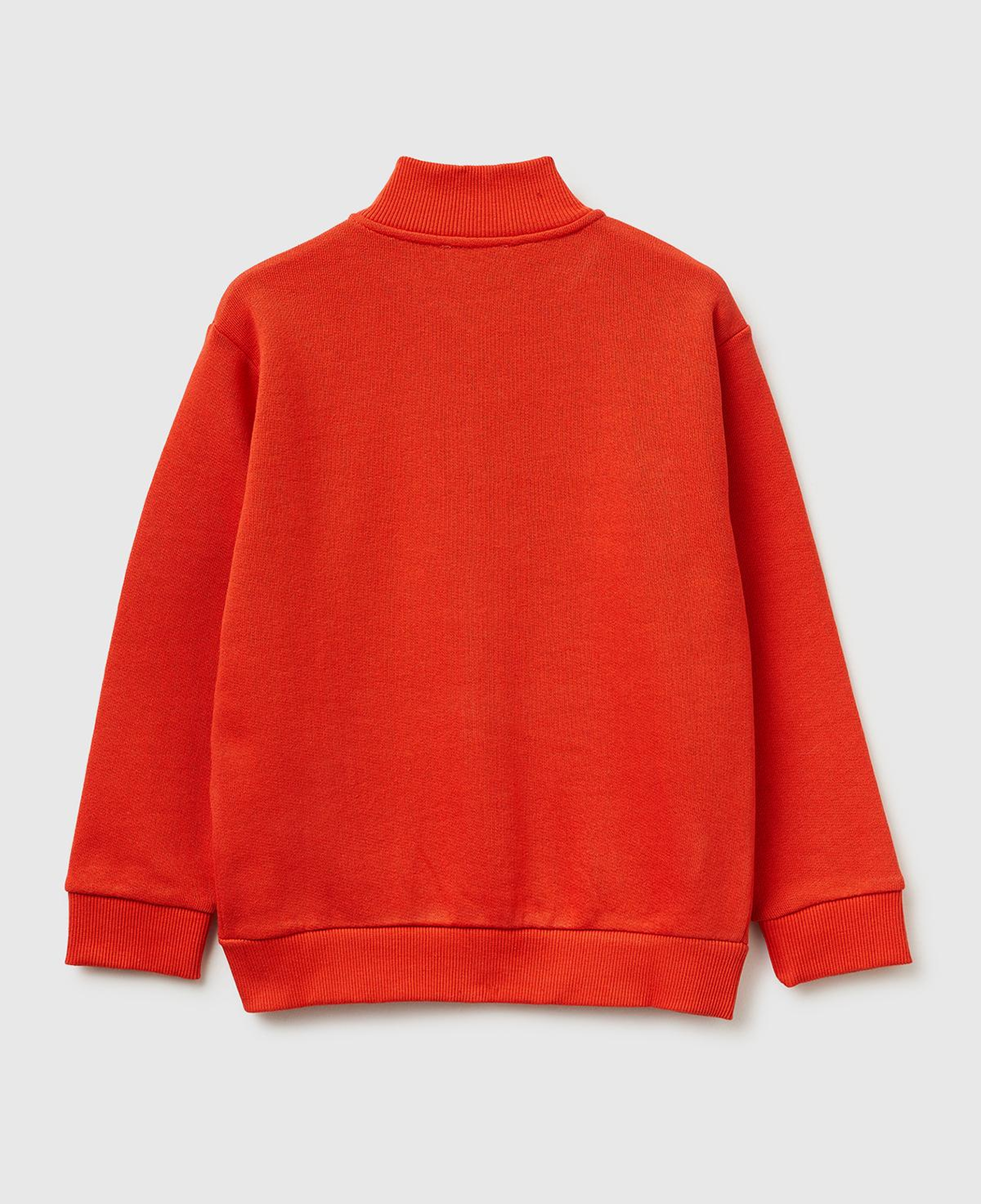 Erkek Çocuk Kırmızı Logo Baskılı Cepli Fermuarlı Dik Yaka Sweatshirt