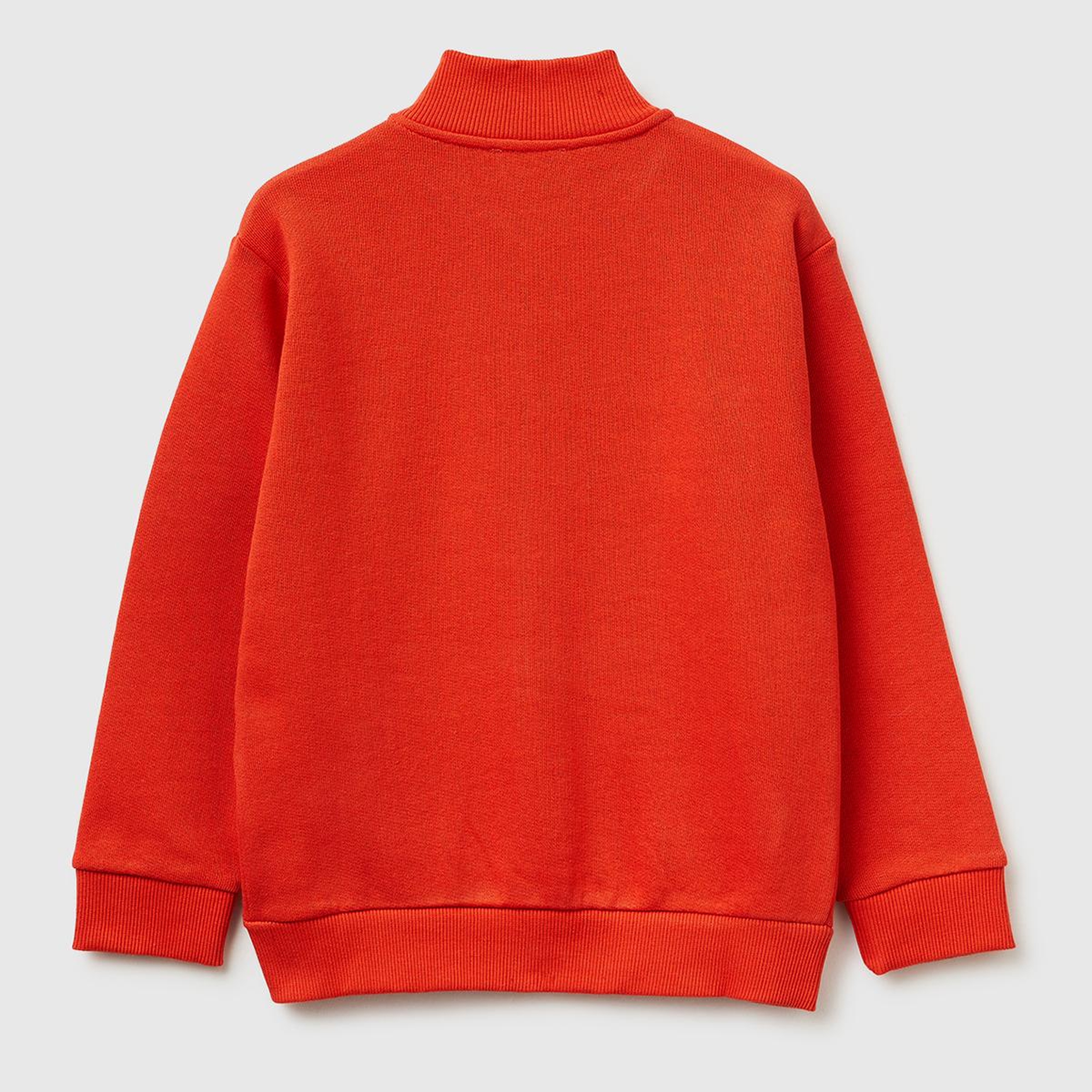 Erkek Çocuk Kırmızı Logo Baskılı Cepli Fermuarlı Dik Yaka Sweatshirt