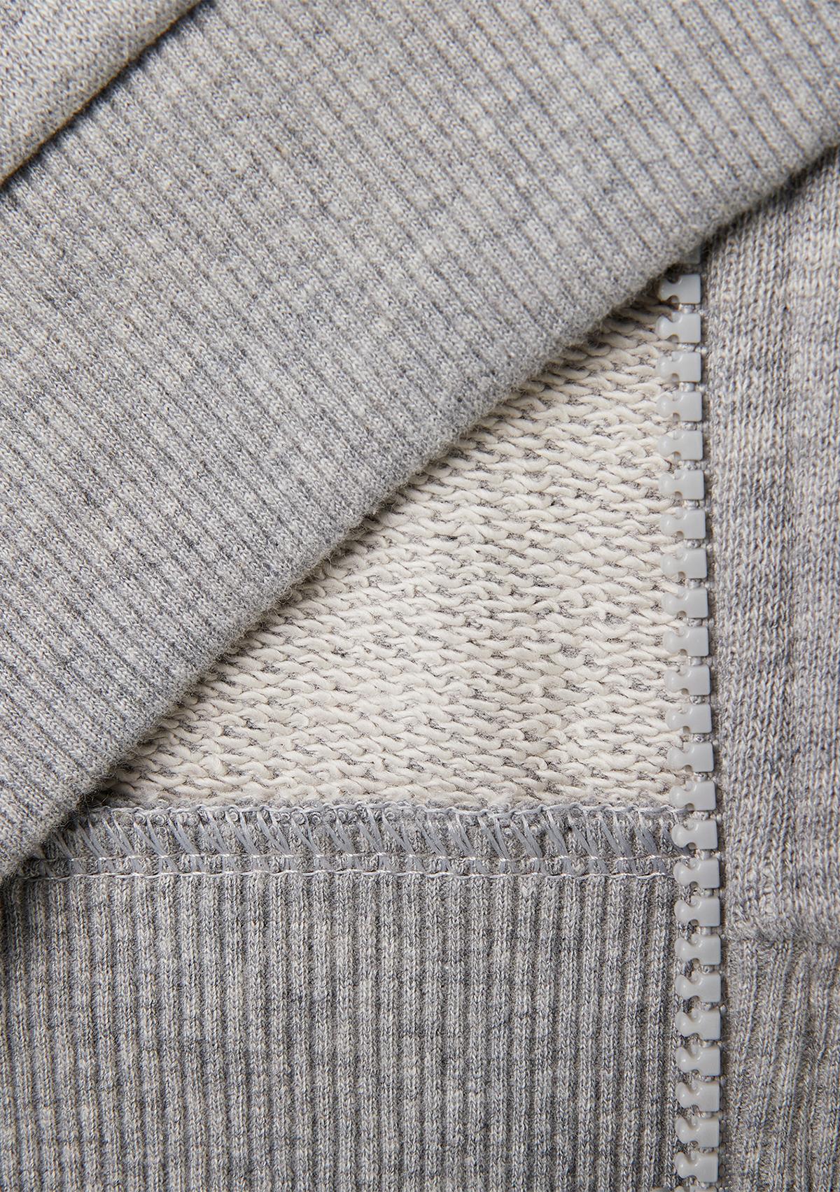 Erkek Çocuk Gri melanj Logo Baskılı Cepli Fermuarlı Dik Yaka Sweatshirt
