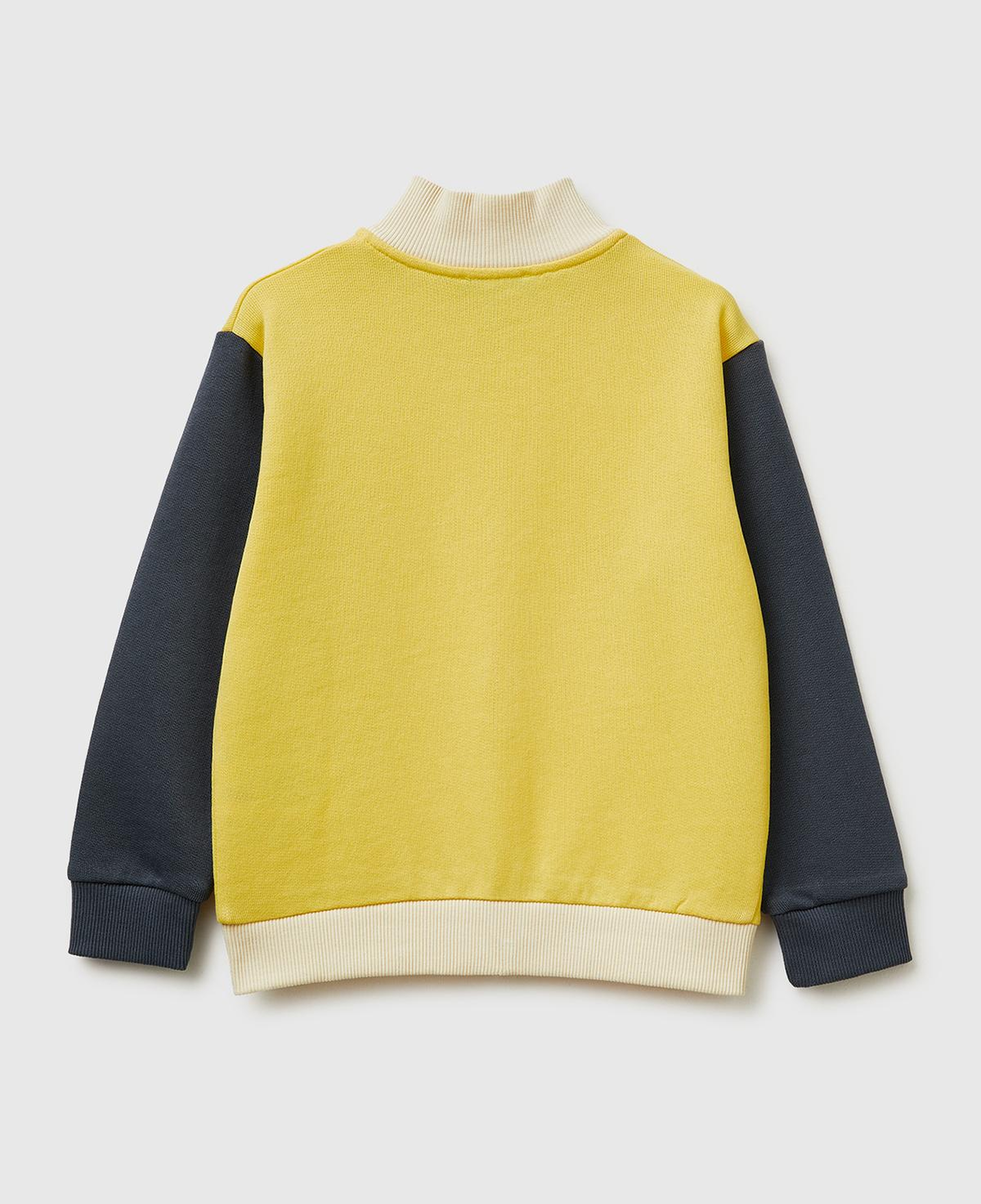 Erkek Çocuk Sarı Mix Logo Baskılı Cepli Fermuarlı Dik Yaka Sweatshirt