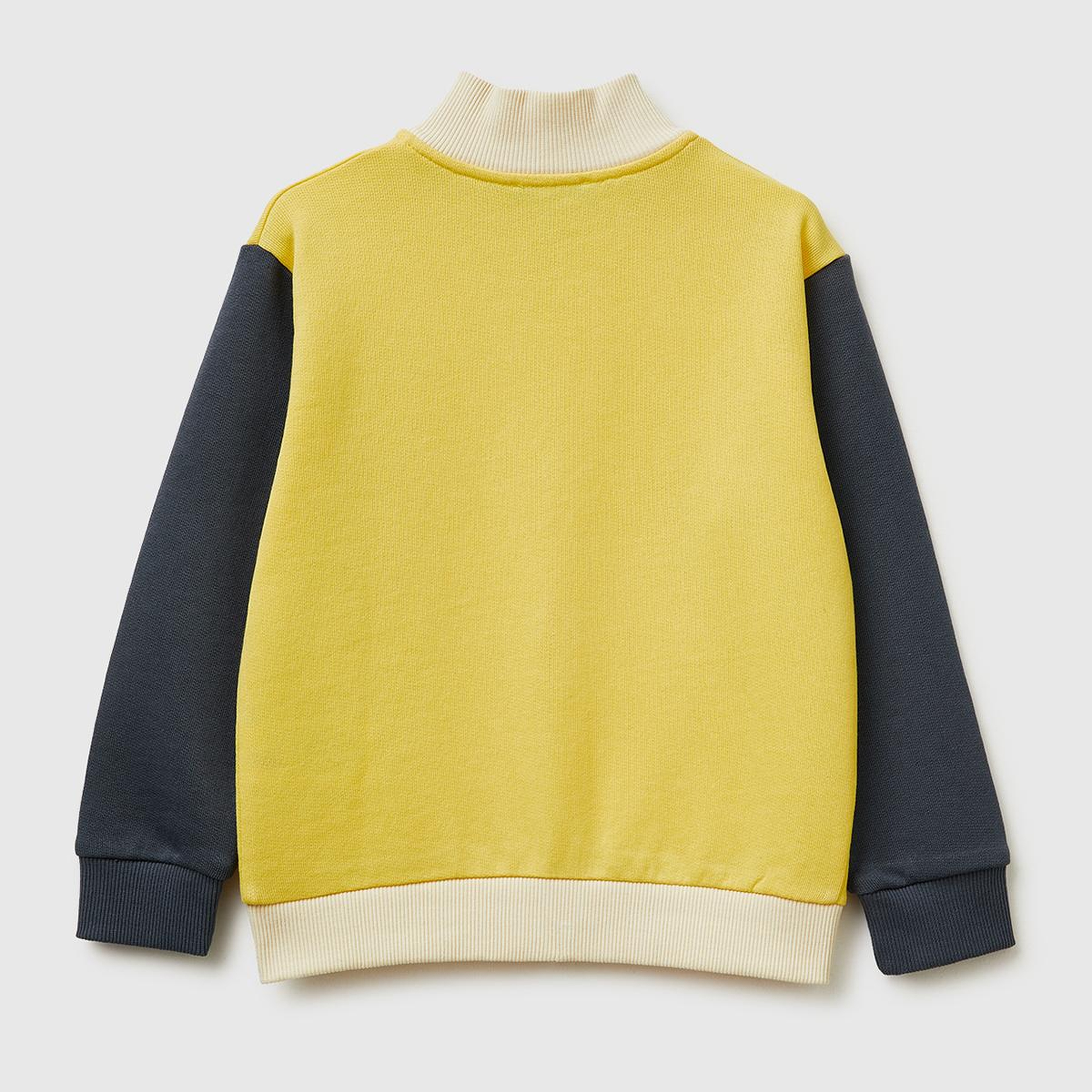 Erkek Çocuk Sarı Mix Logo Baskılı Cepli Fermuarlı Dik Yaka Sweatshirt