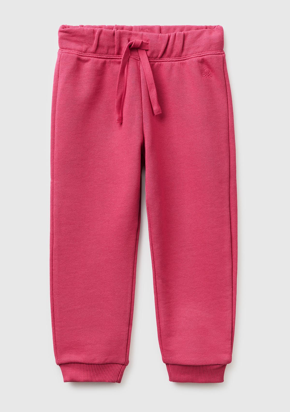 Kız Çocuk Koyu Pembe Logo İşlemeli Eşofman Altı