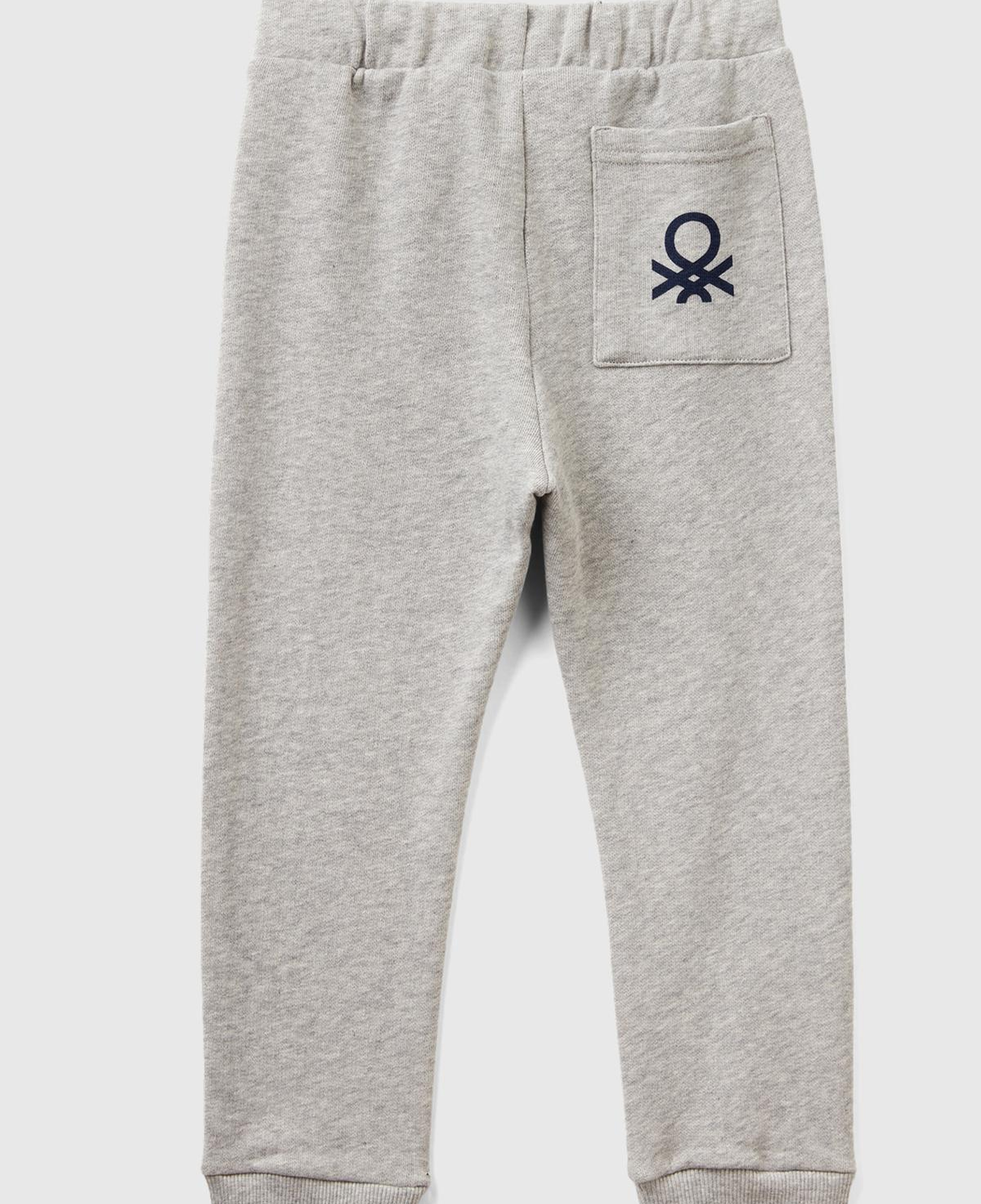 Erkek Çocuk Gri melanj Arka Cebi Logo Eşofman Altı