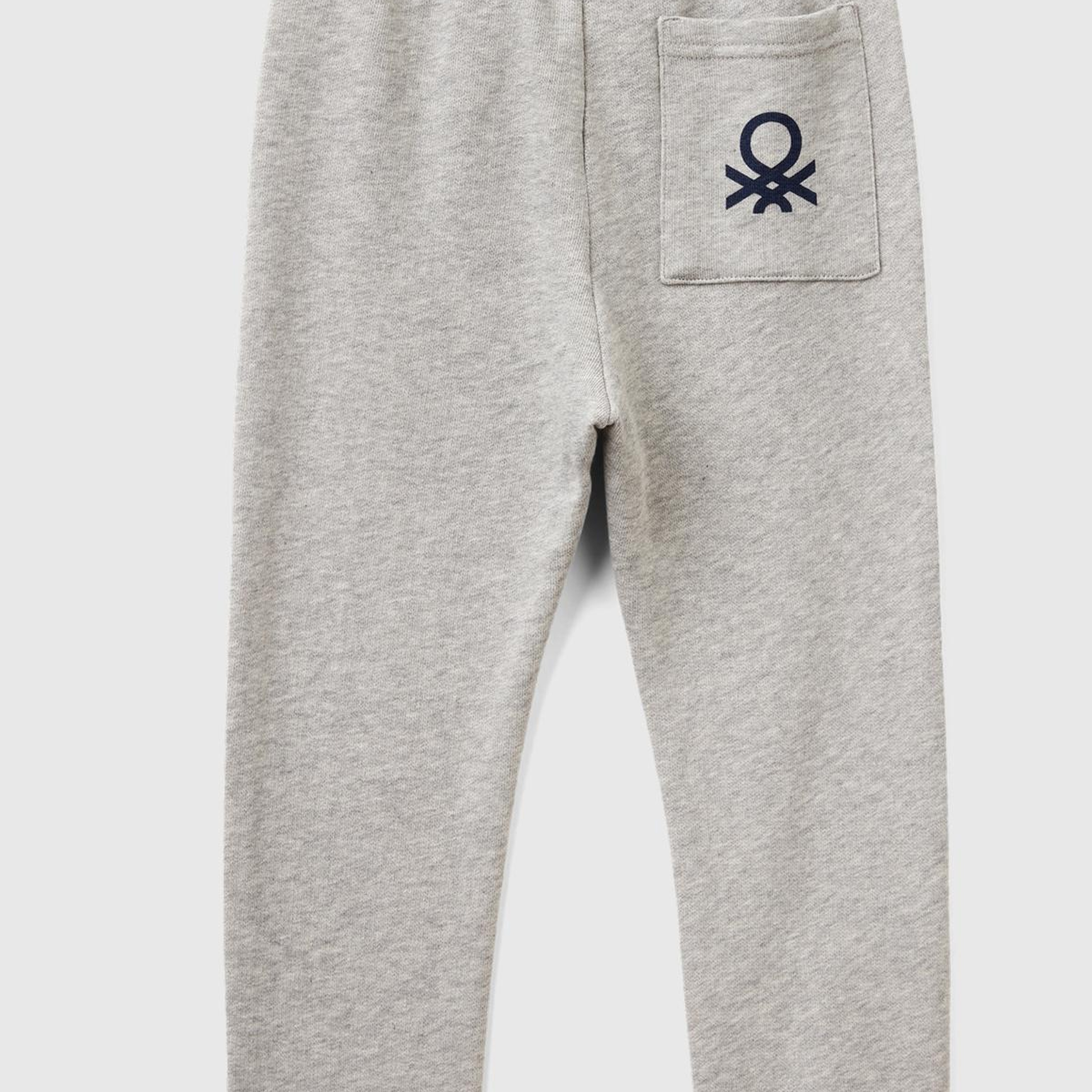 Erkek Çocuk Gri melanj Arka Cebi Logo Eşofman Altı