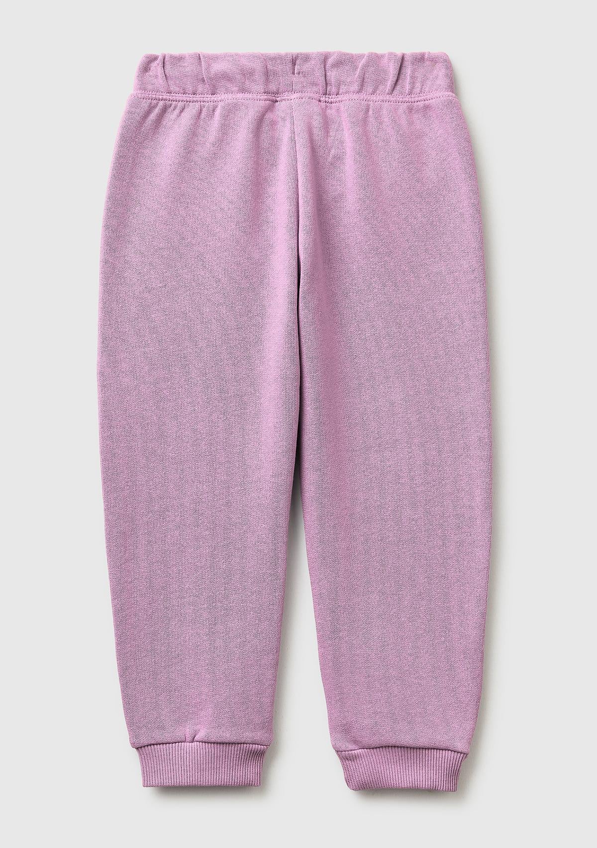 Kız Çocuk Pembe Logo İşlemeli Eşofman Altı