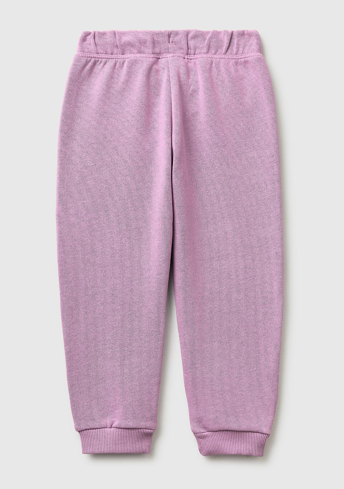 Kız Çocuk Pembe Logo İşlemeli Eşofman Altı