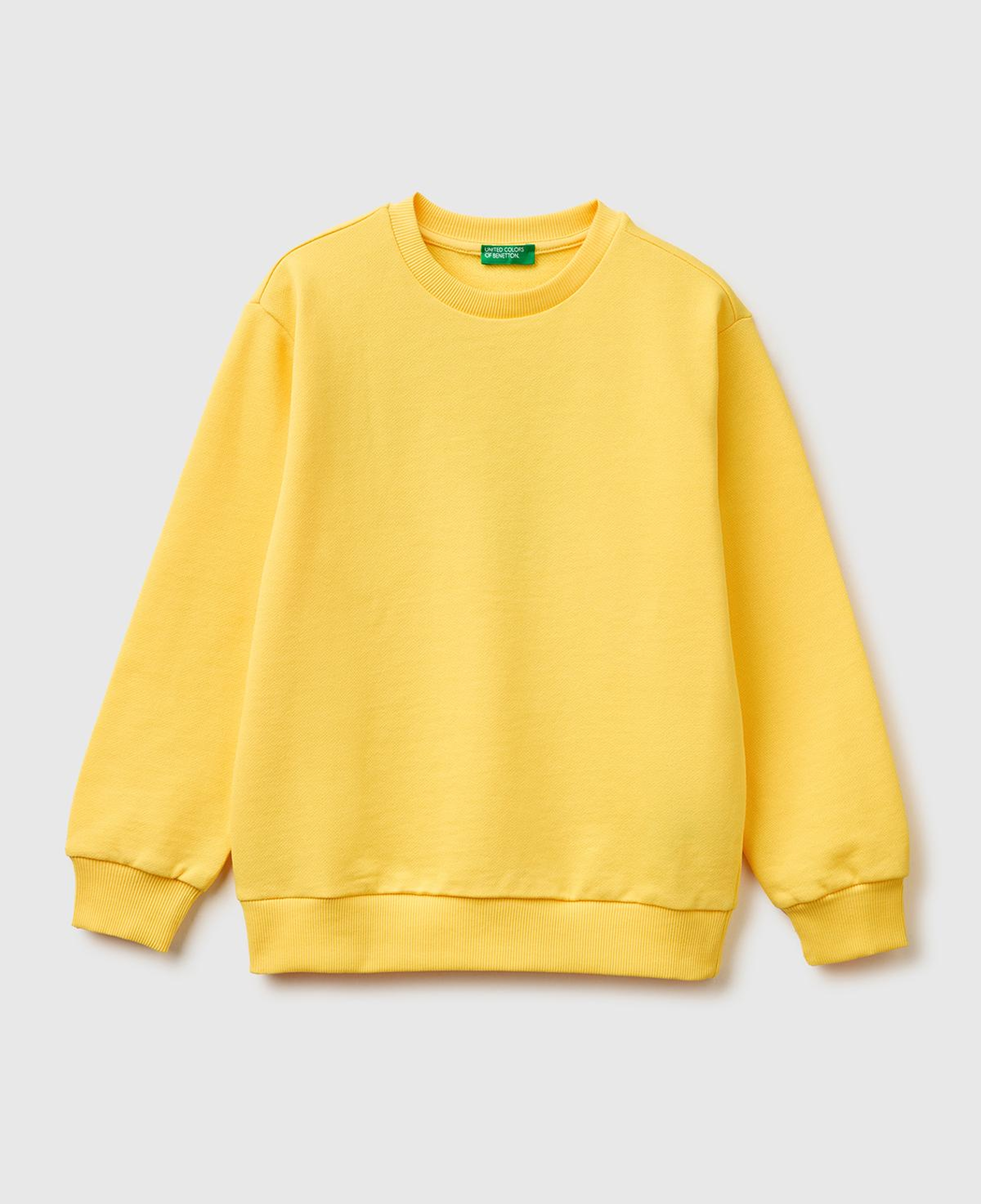 Erkek Çocuk Sarı Arkası Baskılı Rahat Kalıp Bisiklet Yaka Sweatshirt