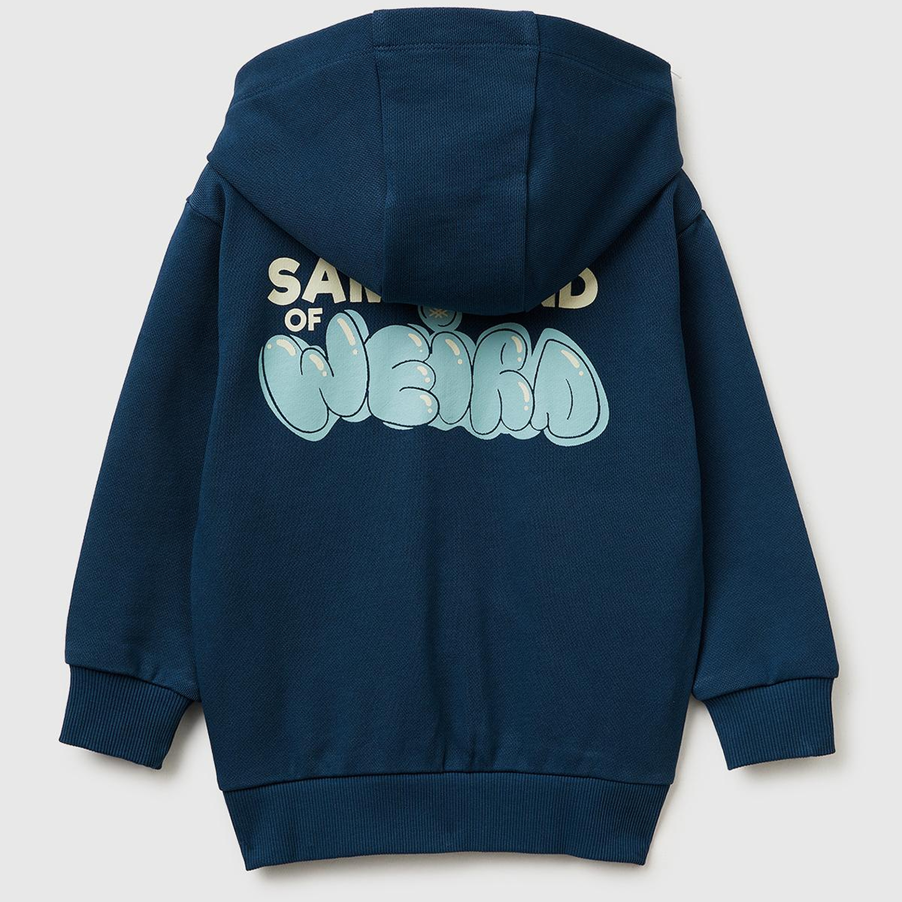 Erkek Çocuk Koyu Lacivert Arkası Baskılı Fermuarlı Kapüşonlu Sweatshirt