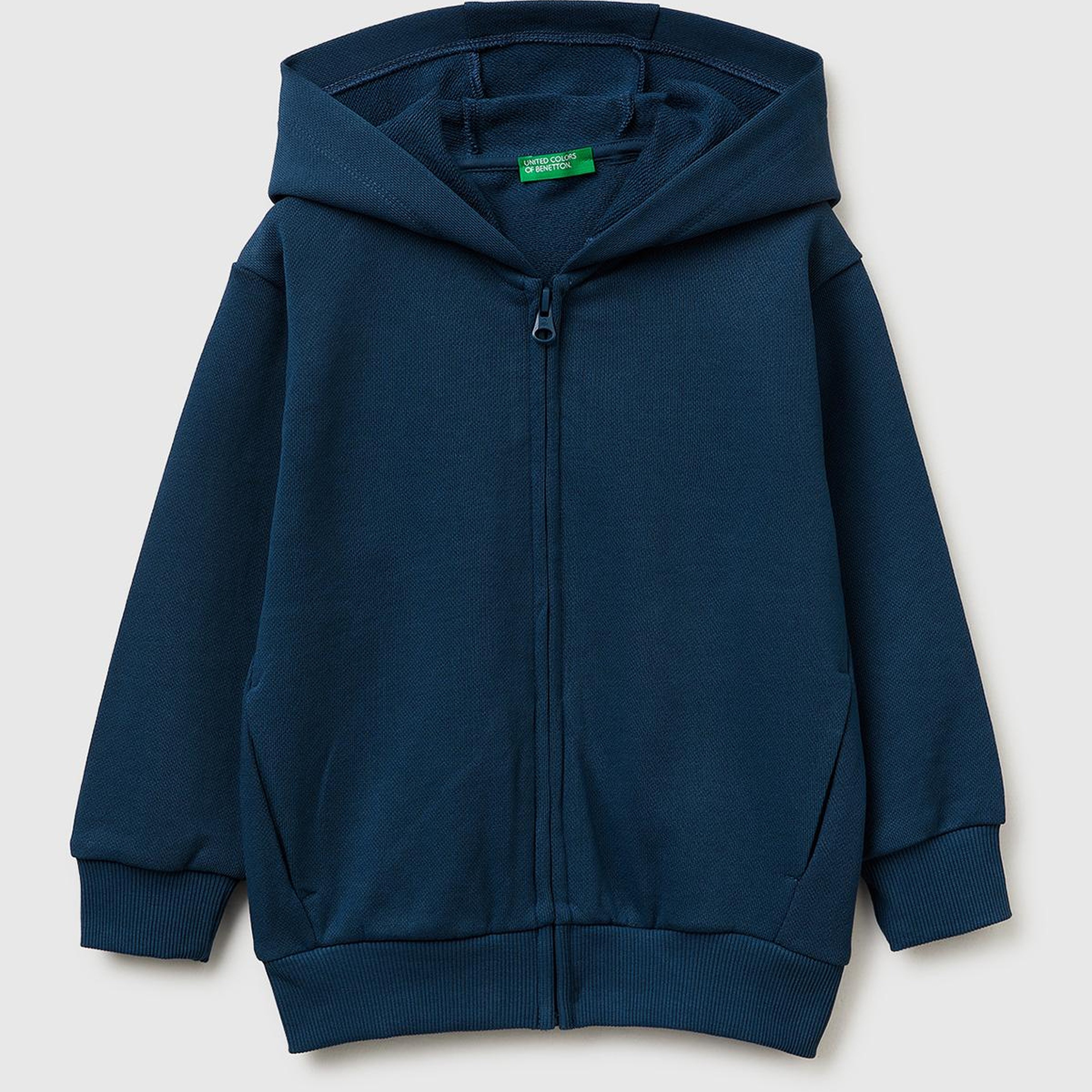 Erkek Çocuk Koyu Lacivert Arkası Baskılı Fermuarlı Kapüşonlu Sweatshirt
