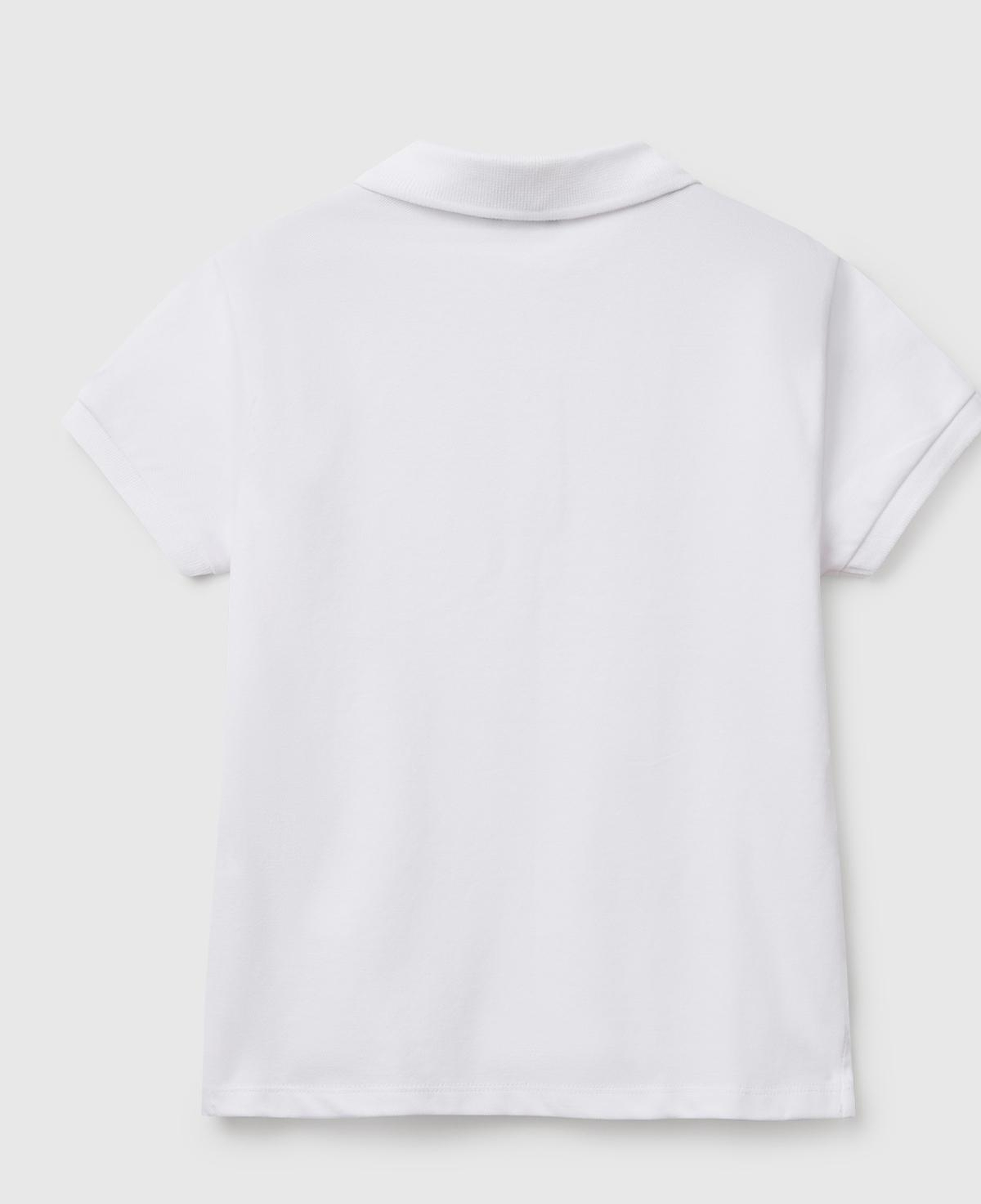 Kız Çocuk Beyaz Logolu Pike Polo T-Shirt